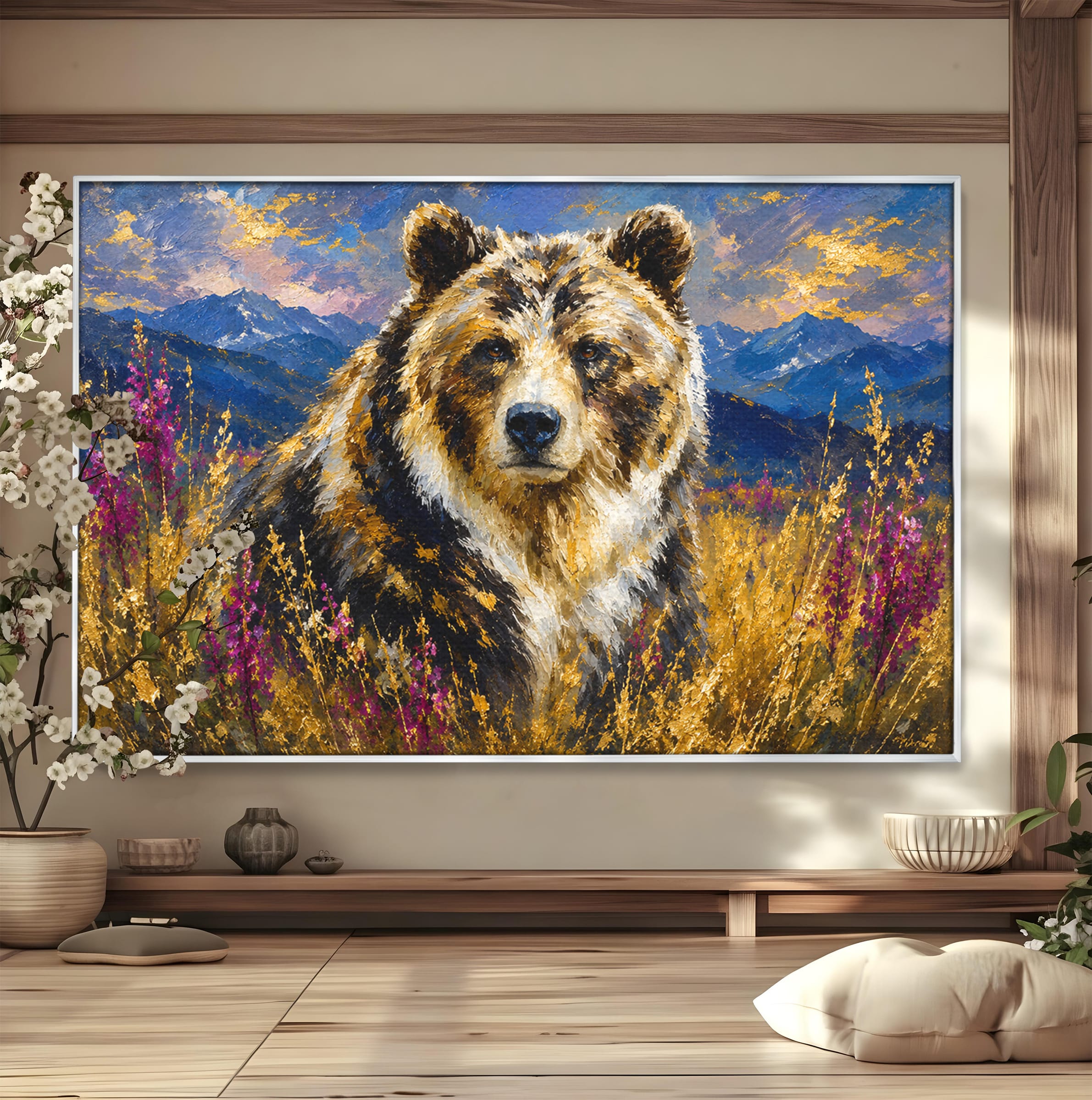 Tablou Canvas Premium LuxCanva® M1606, Ursul Din Munti, Urs, Munti, Natura, Salbaticie, Living, Culori Vibrante