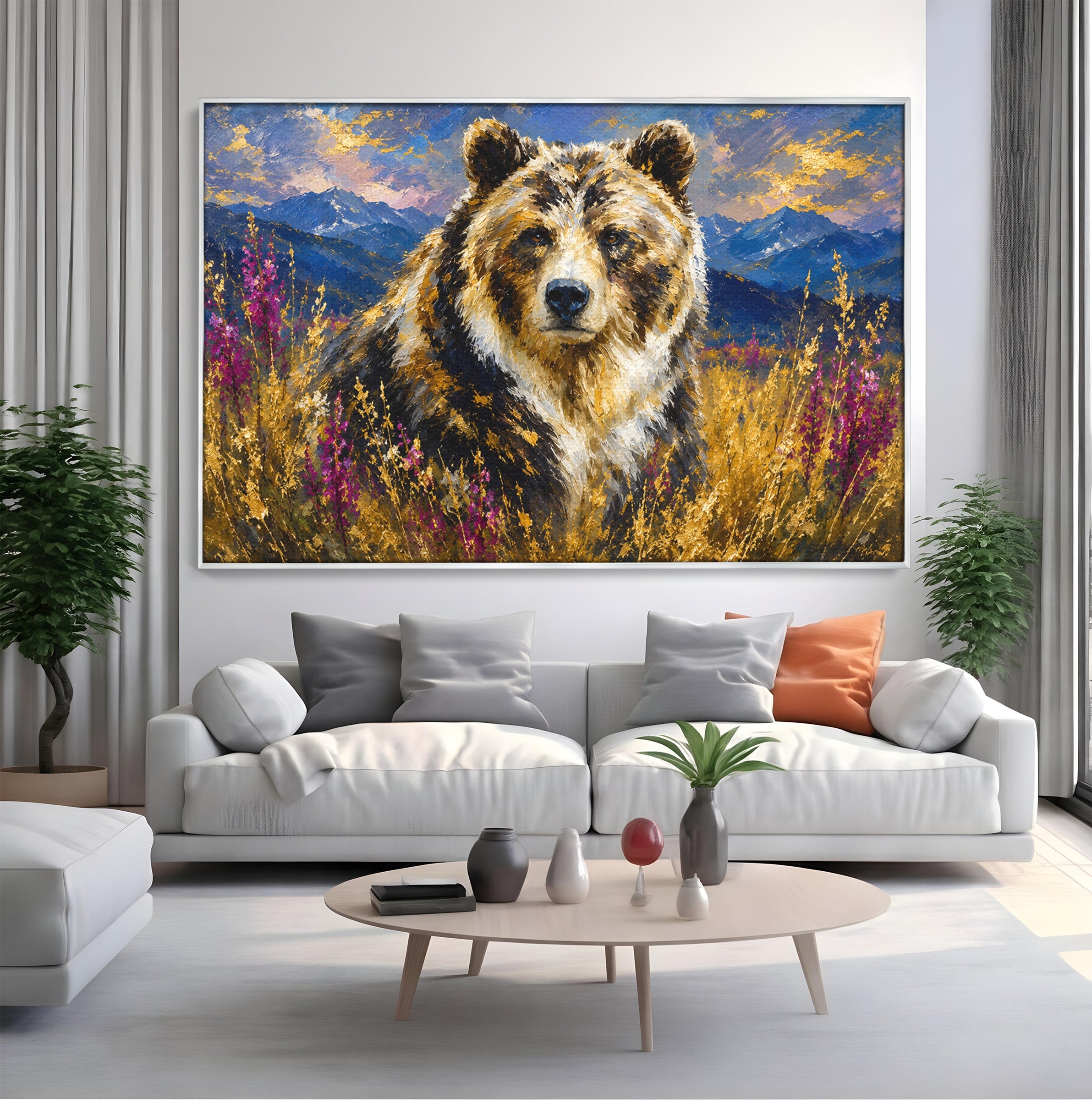 Tablou Canvas Premium LuxCanva® M1606, Ursul Din Munti, Urs, Munti, Natura, Salbaticie, Living, Culori Vibrante