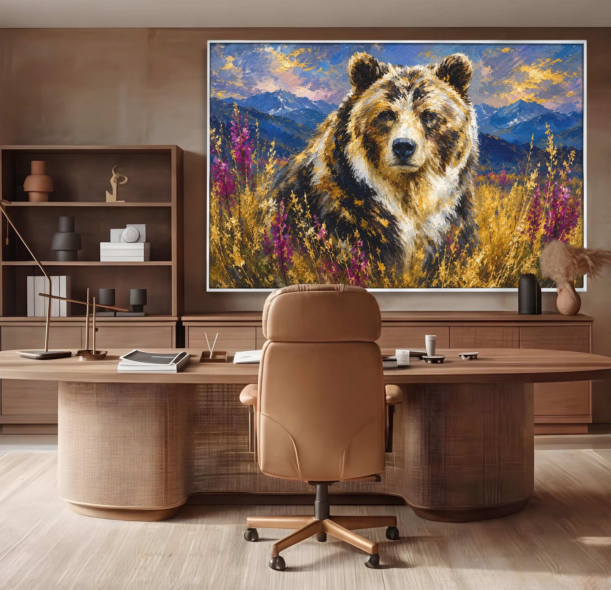 Tablou Canvas Premium LuxCanva® M1606, Ursul Din Munti, Urs, Munti, Natura, Salbaticie, Living, Culori Vibrante