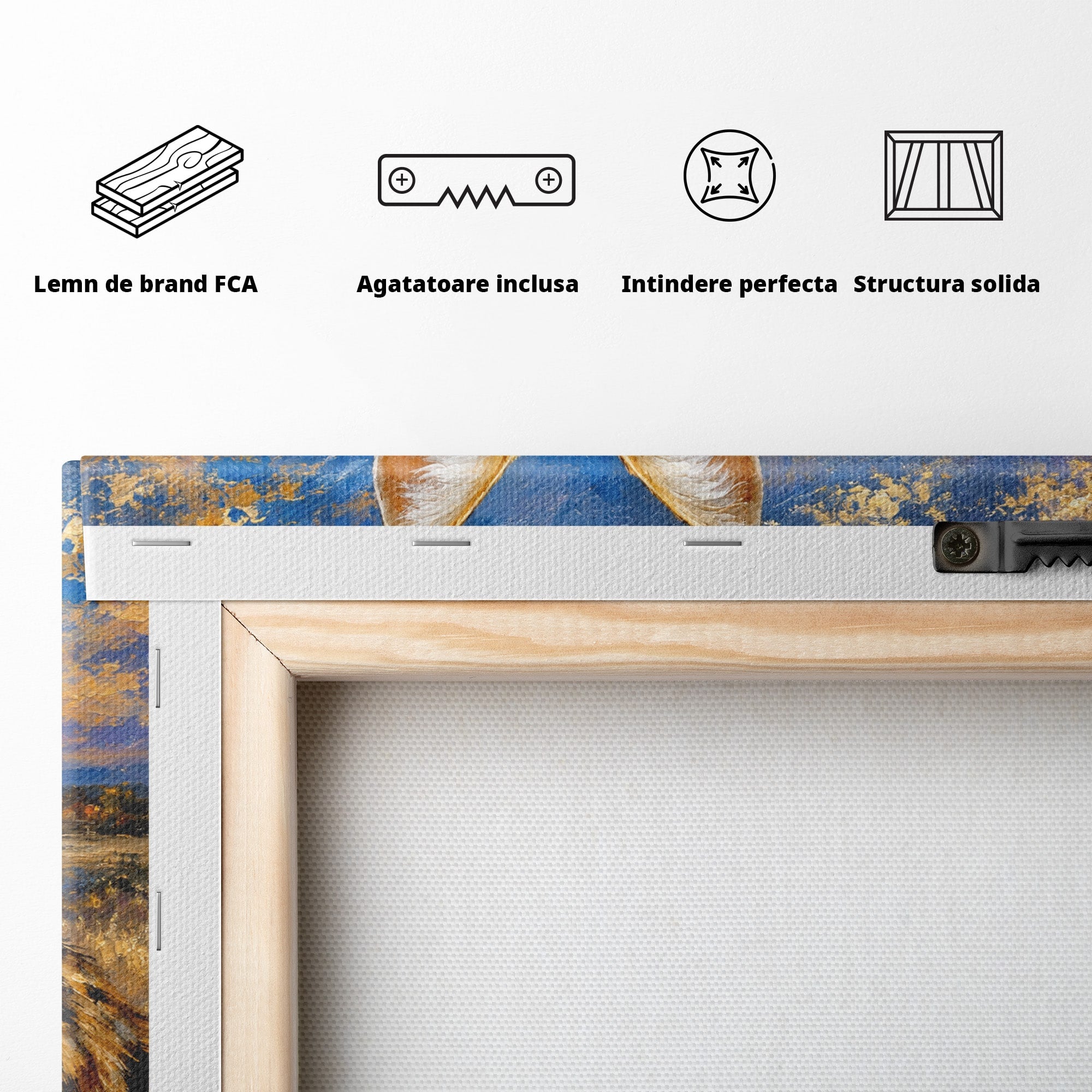 Tablou Canvas Premium LuxCanva® M1607, Serval In Peisaj De Apus, Serval, Apus, Natura, Wildlife, Living, Culori Vibrante
