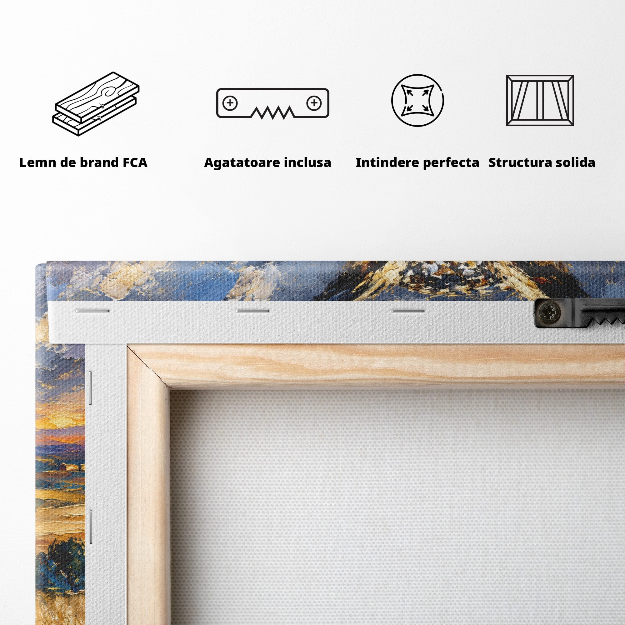 Tablou Canvas Premium LuxCanva® M1610, Bufnita In Peisaj Rural, Bufnita, Peisaj, Rural, Natura, Apus, Living, Dormitor, Culori Vibrante