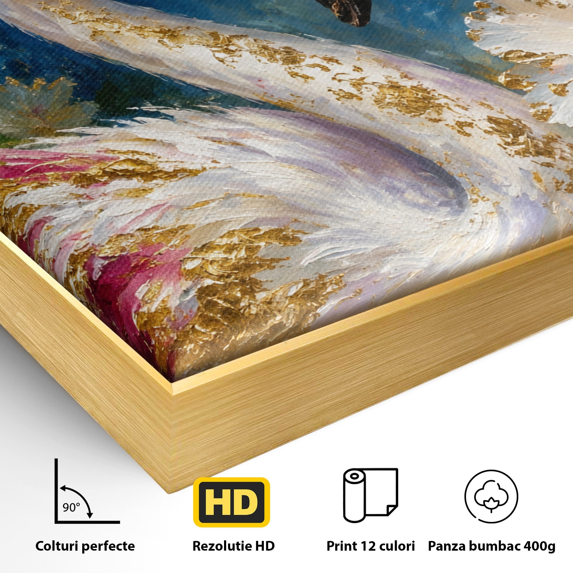 Tablou Canvas Premium LuxCanva® M1613, Flamingo Exotic, Flamingo, Flori, Exotic, Natura, Living, Culori Vibrante
