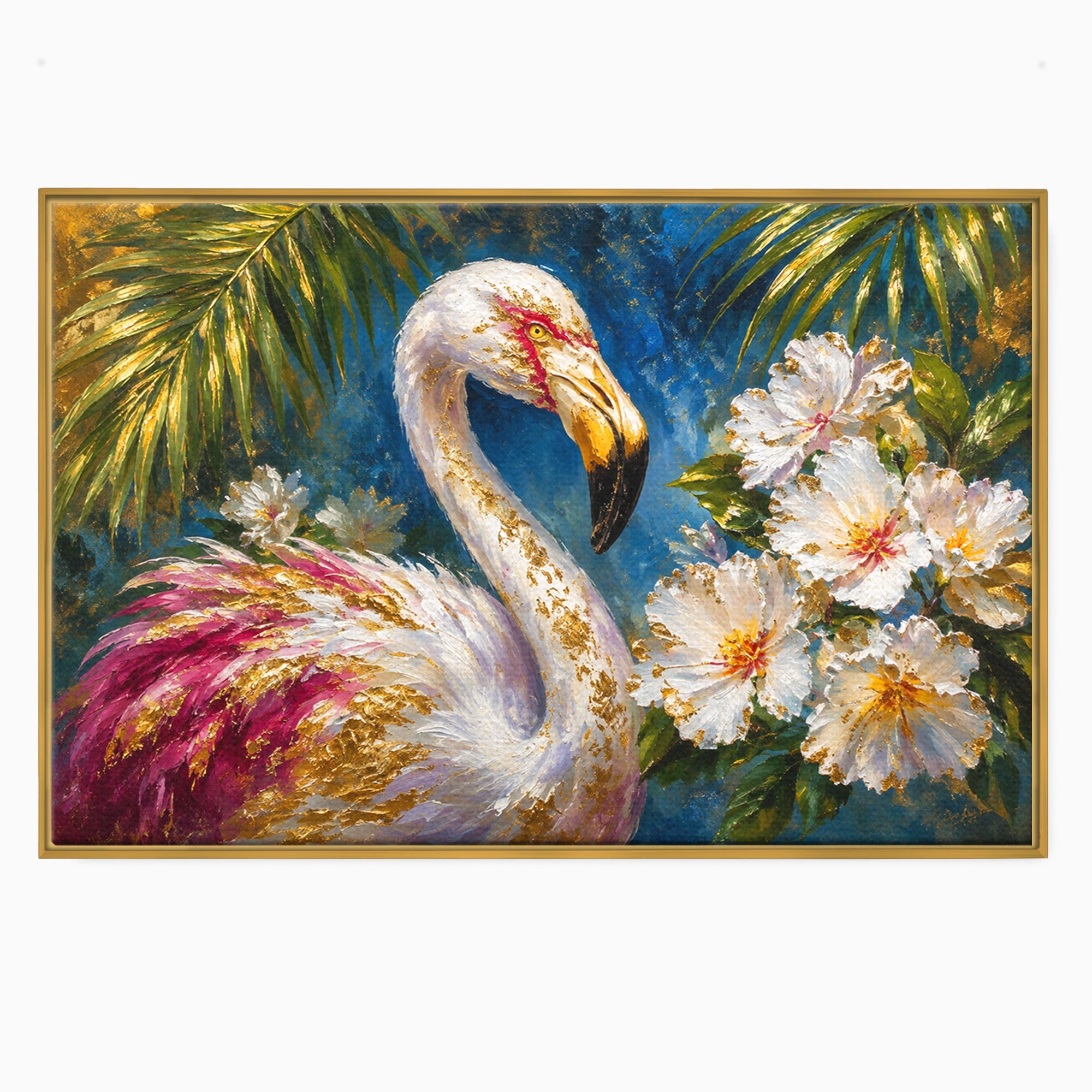 Tablou Canvas Premium LuxCanva® M1613, Flamingo Exotic, Flamingo, Flori, Exotic, Natura, Living, Culori Vibrante
