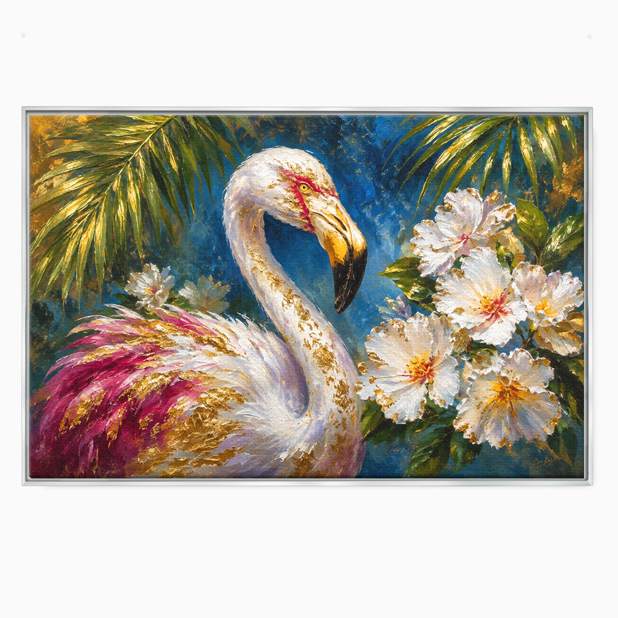 Tablou Canvas Premium LuxCanva® M1613, Flamingo Exotic, Flamingo, Flori, Exotic, Natura, Living, Culori Vibrante