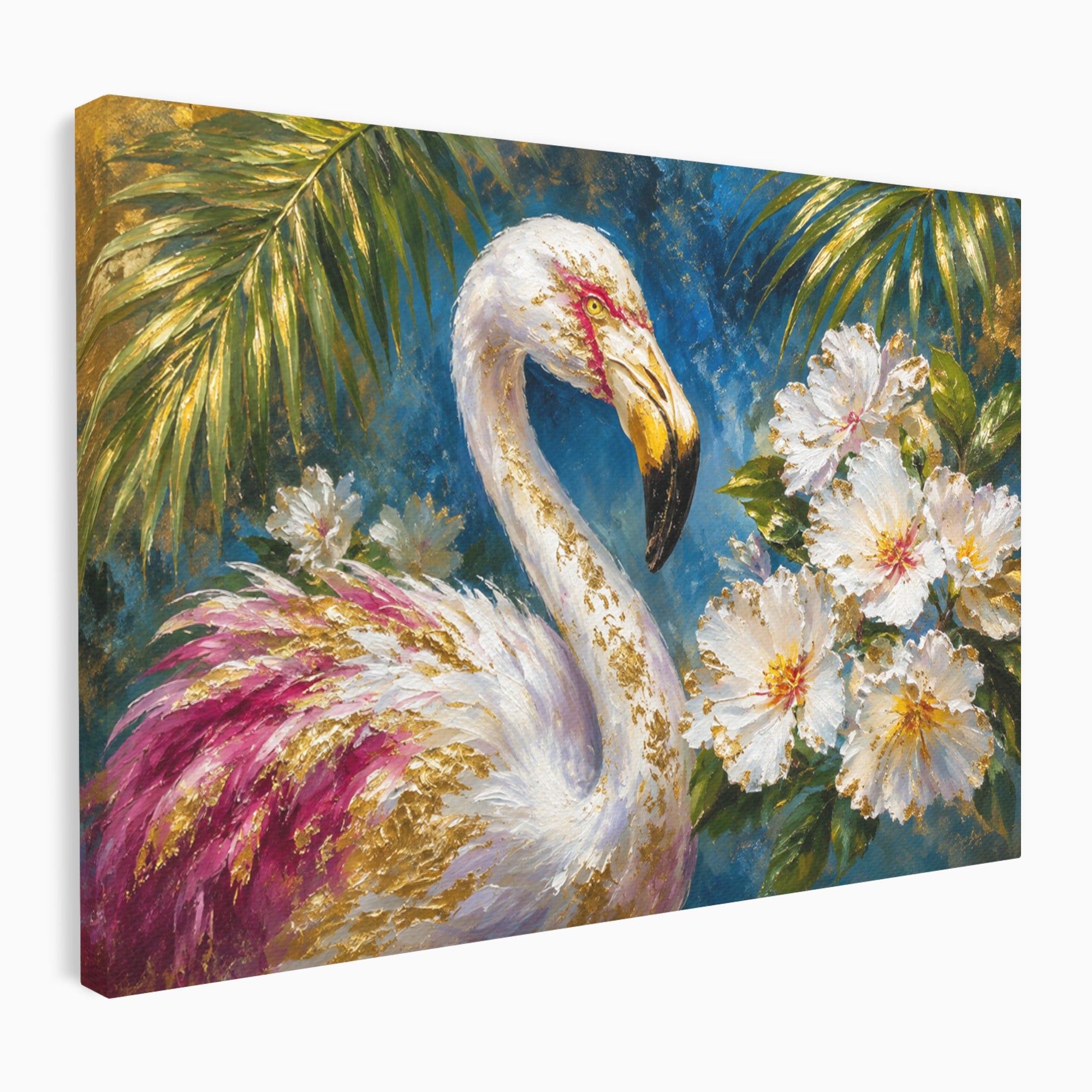 Tablou Canvas Premium LuxCanva® M1613, Flamingo Exotic, Flamingo, Flori, Exotic, Natura, Living, Culori Vibrante