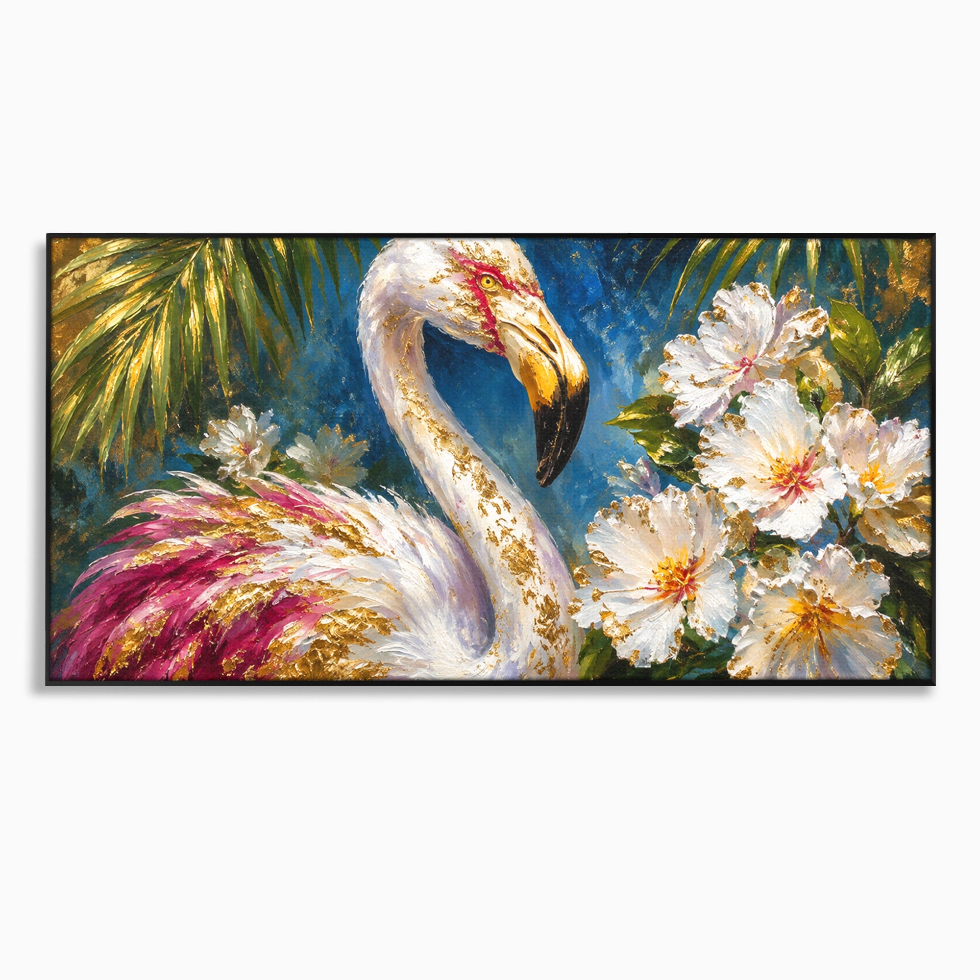 Tablou Canvas Premium LuxCanva® M1613, Flamingo Exotic, Flamingo, Flori, Exotic, Natura, Living, Culori Vibrante