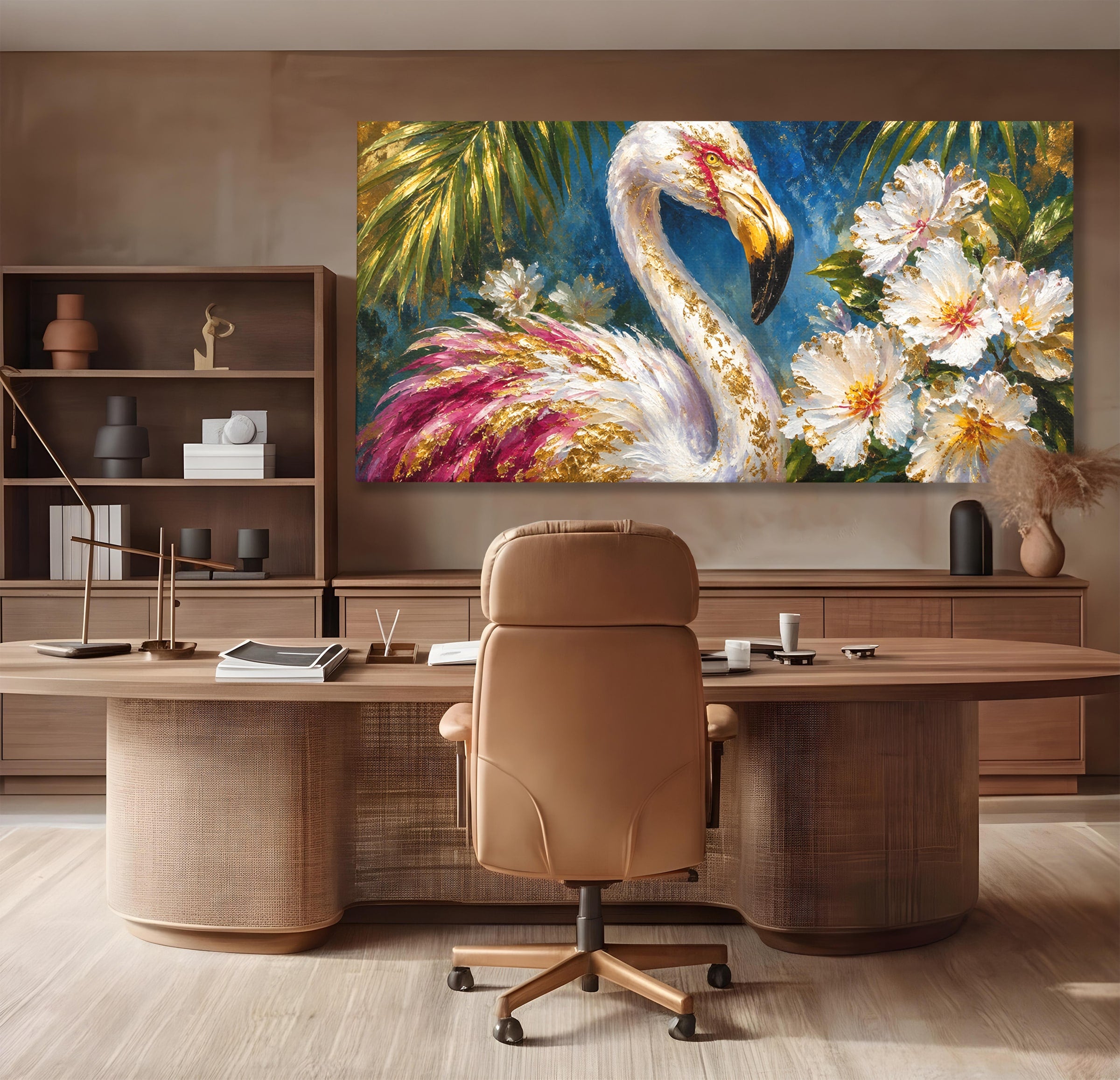 Tablou Canvas Premium LuxCanva® M1613, Flamingo Exotic, Flamingo, Flori, Exotic, Natura, Living, Culori Vibrante
