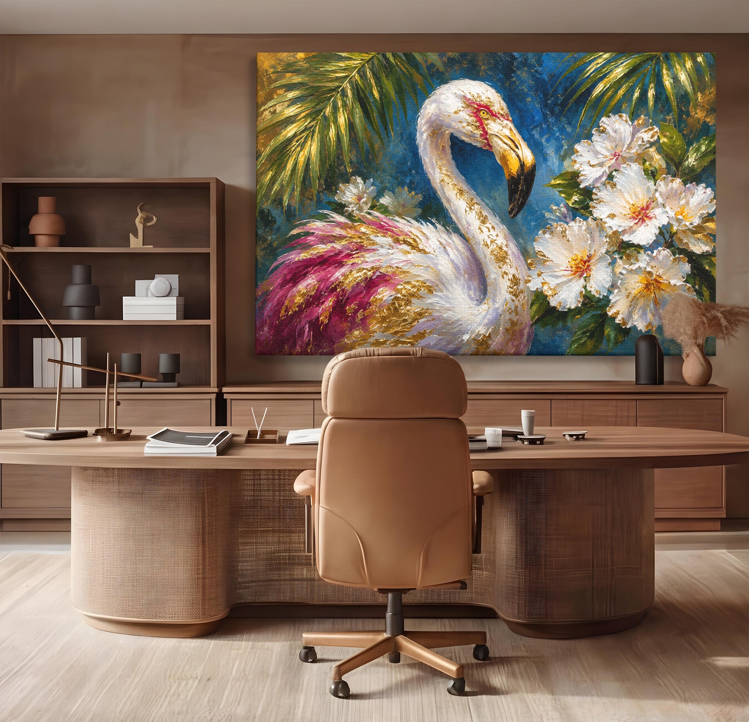 Tablou Canvas Premium LuxCanva® M1613, Flamingo Exotic, Flamingo, Flori, Exotic, Natura, Living, Culori Vibrante