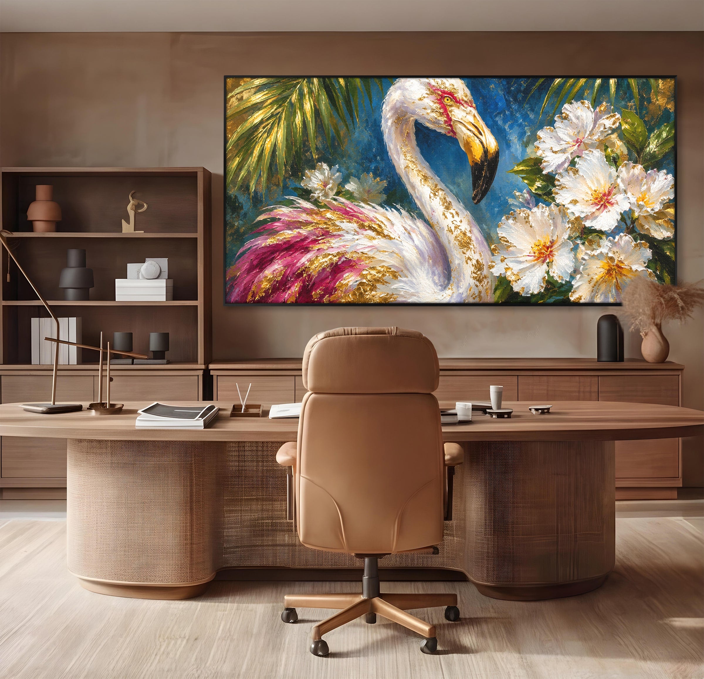 Tablou Canvas Premium LuxCanva® M1613, Flamingo Exotic, Flamingo, Flori, Exotic, Natura, Living, Culori Vibrante