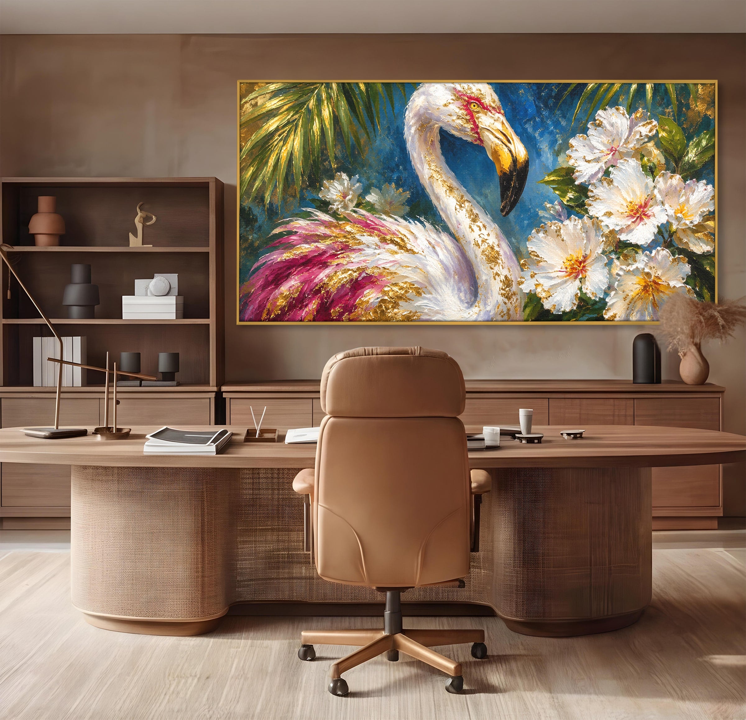 Tablou Canvas Premium LuxCanva® M1613, Flamingo Exotic, Flamingo, Flori, Exotic, Natura, Living, Culori Vibrante