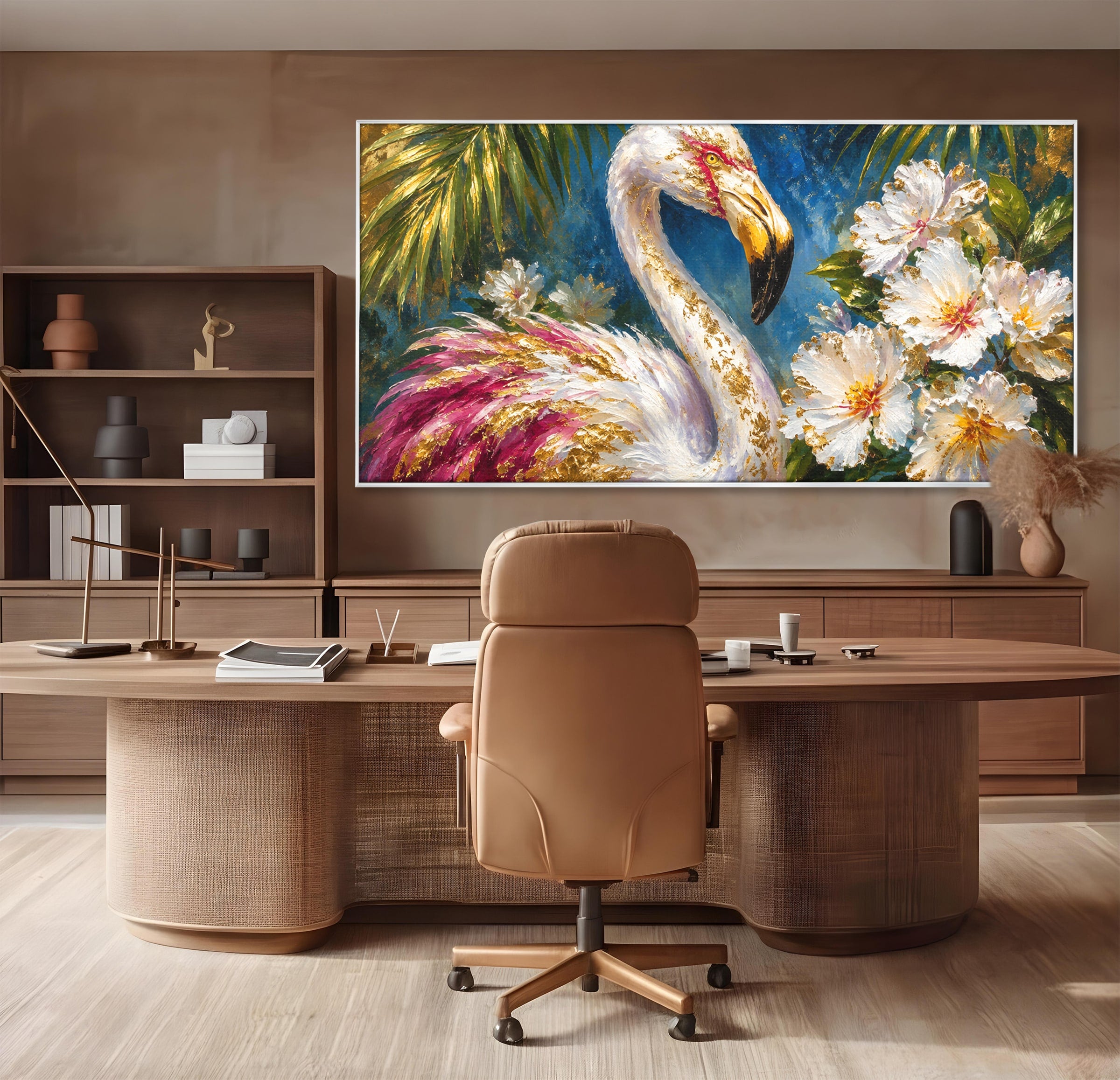 Tablou Canvas Premium LuxCanva® M1613, Flamingo Exotic, Flamingo, Flori, Exotic, Natura, Living, Culori Vibrante