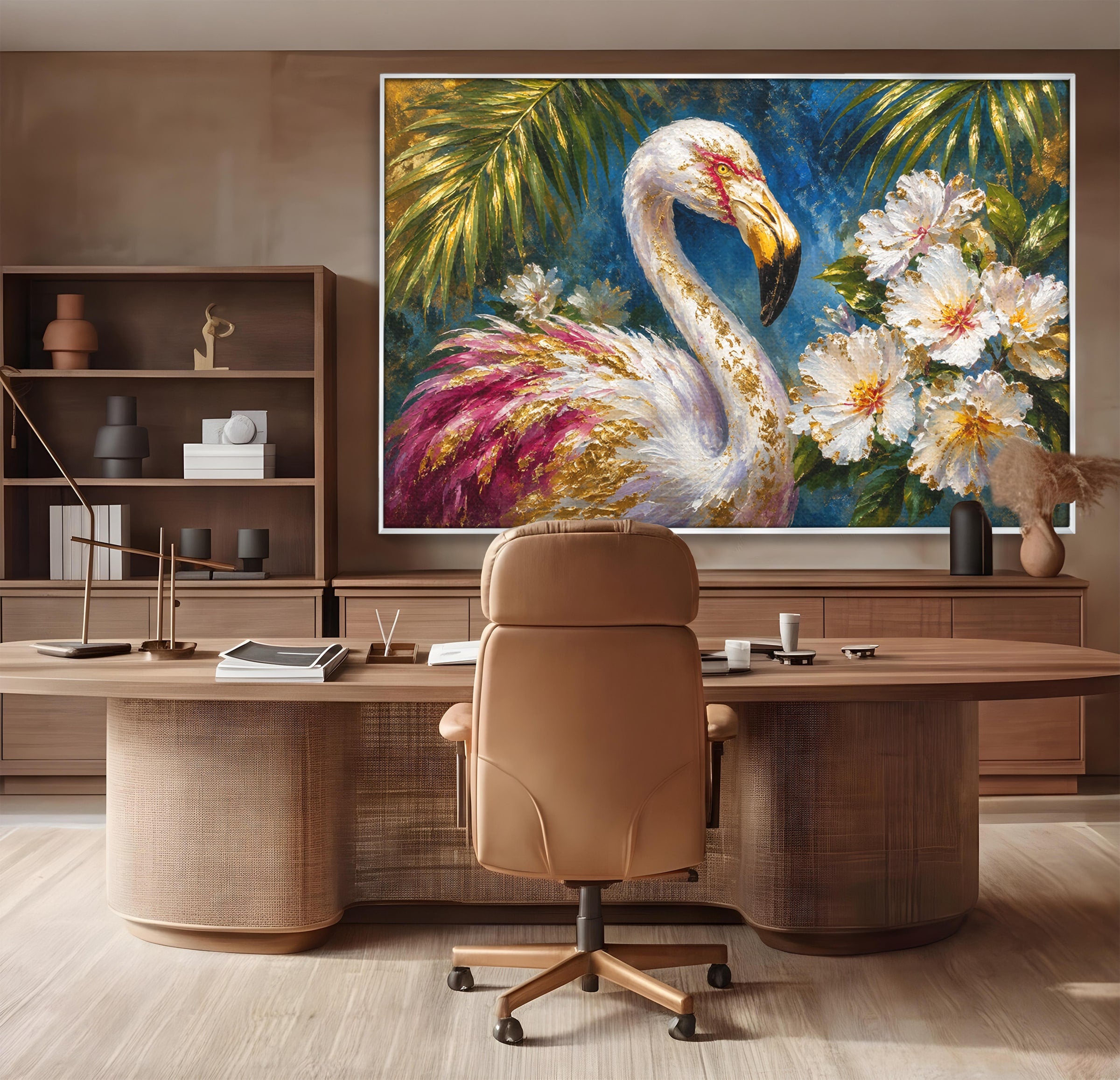 Tablou Canvas Premium LuxCanva® M1613, Flamingo Exotic, Flamingo, Flori, Exotic, Natura, Living, Culori Vibrante