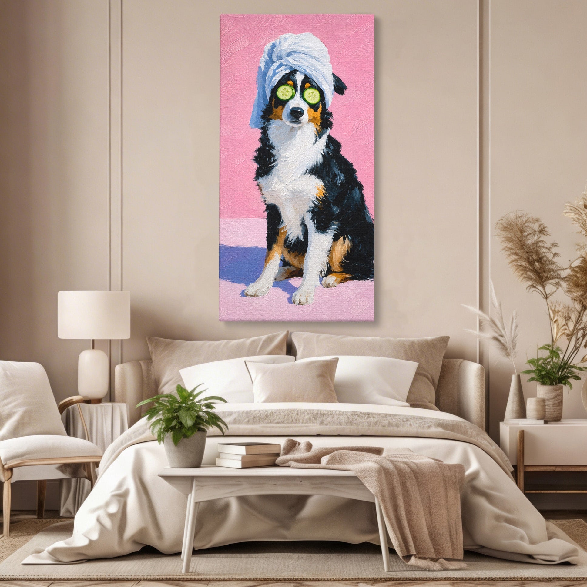 Tablou Canvas Premium LuxCanva® M1615, Pauză de Frumusețe, Caine, Relaxare, Amuzant, Portret, Living, Culori Vibrante