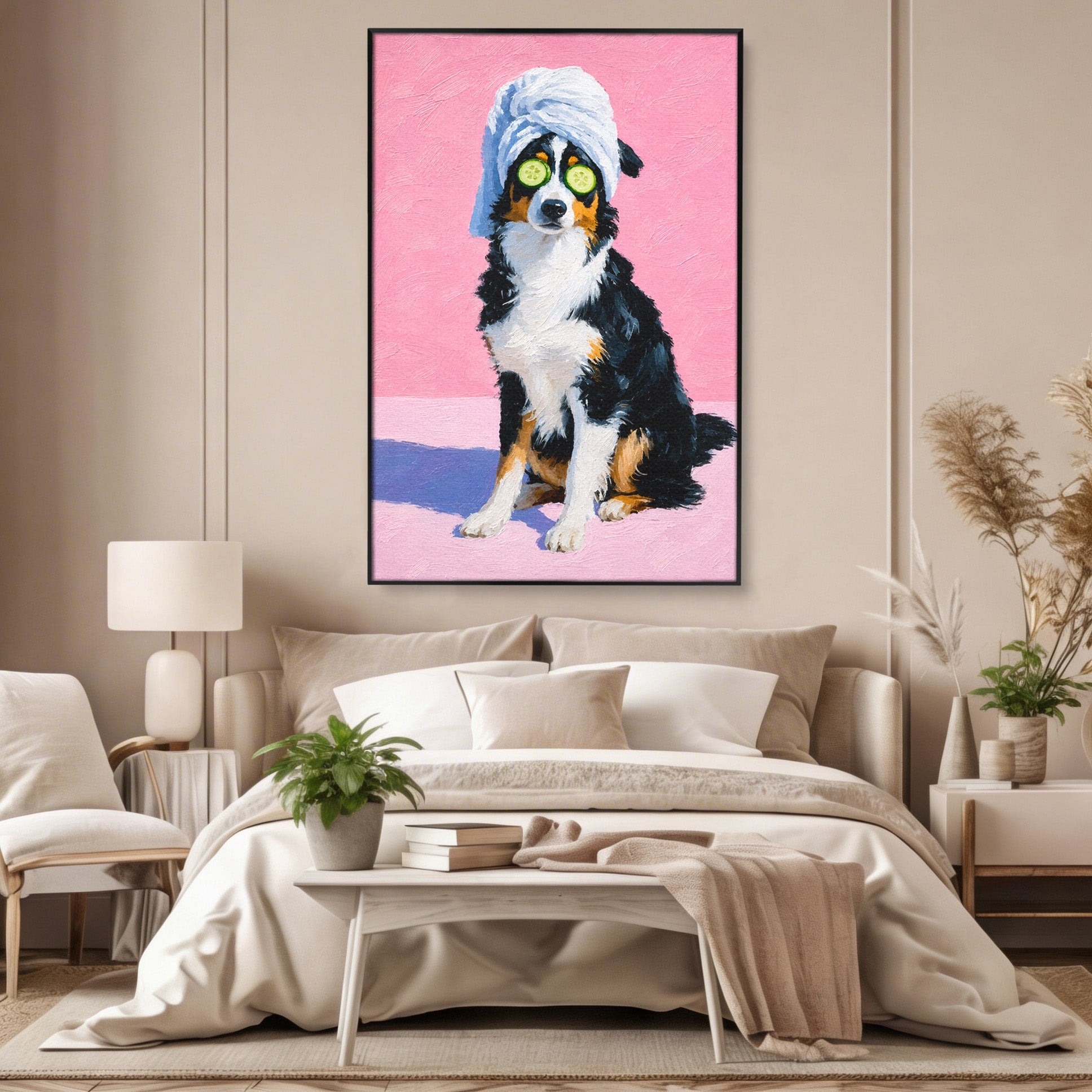 Tablou Canvas Premium LuxCanva® M1615, Pauză de Frumusețe, Caine, Relaxare, Amuzant, Portret, Living, Culori Vibrante