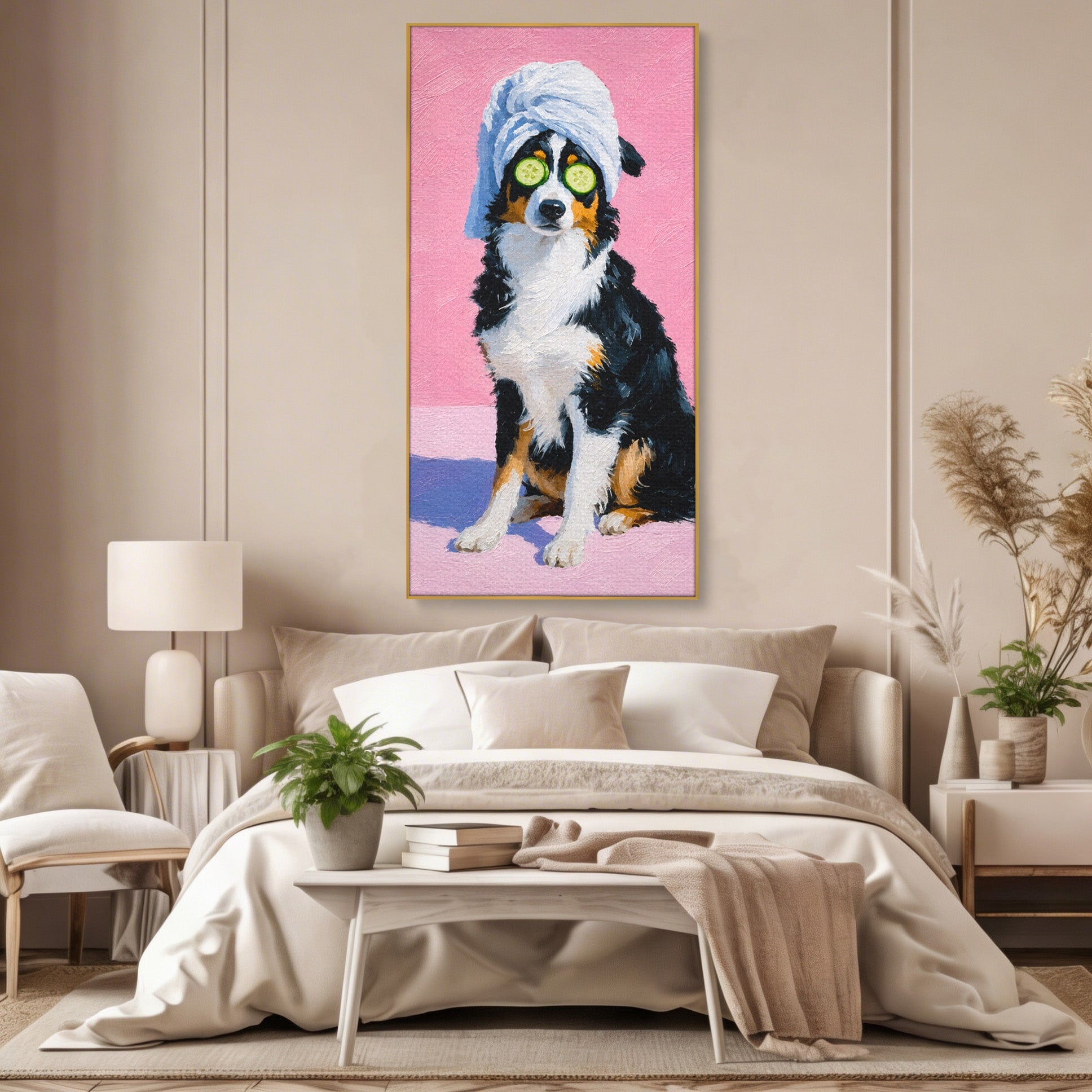 Tablou Canvas Premium LuxCanva® M1615, Pauză de Frumusețe, Caine, Relaxare, Amuzant, Portret, Living, Culori Vibrante
