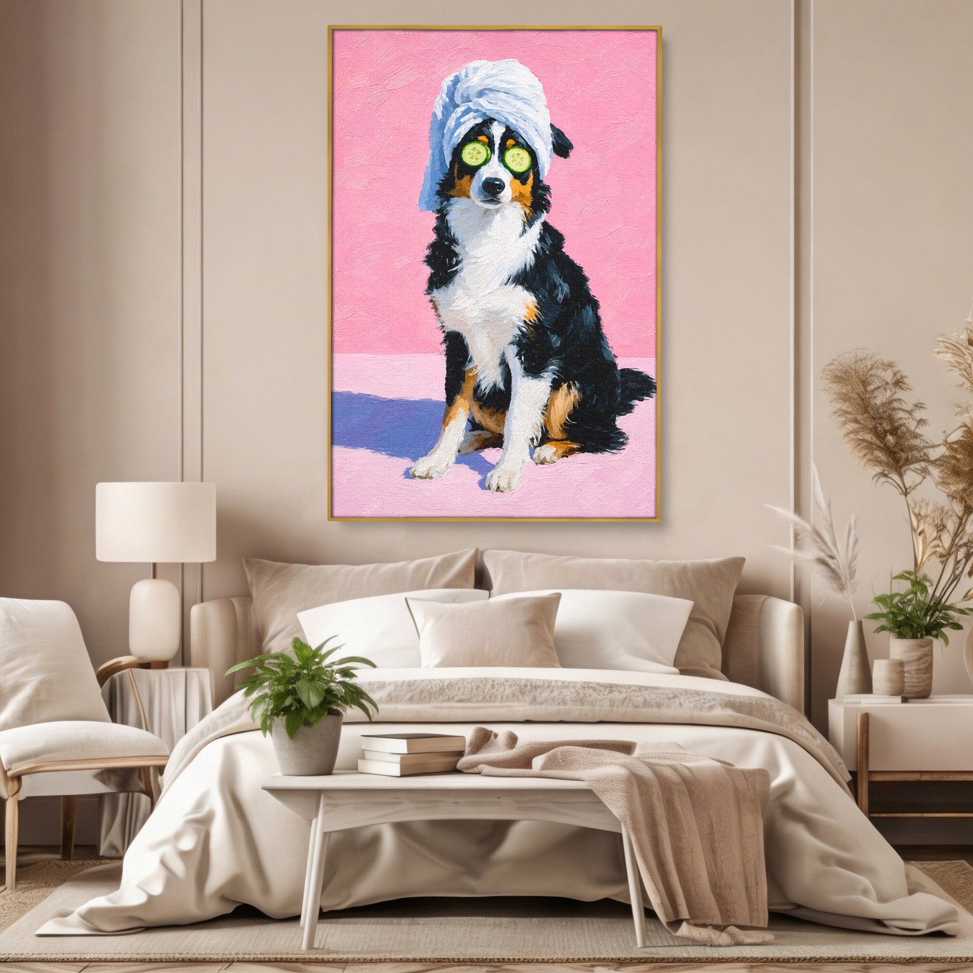 Tablou Canvas Premium LuxCanva® M1615, Pauză de Frumusețe, Caine, Relaxare, Amuzant, Portret, Living, Culori Vibrante