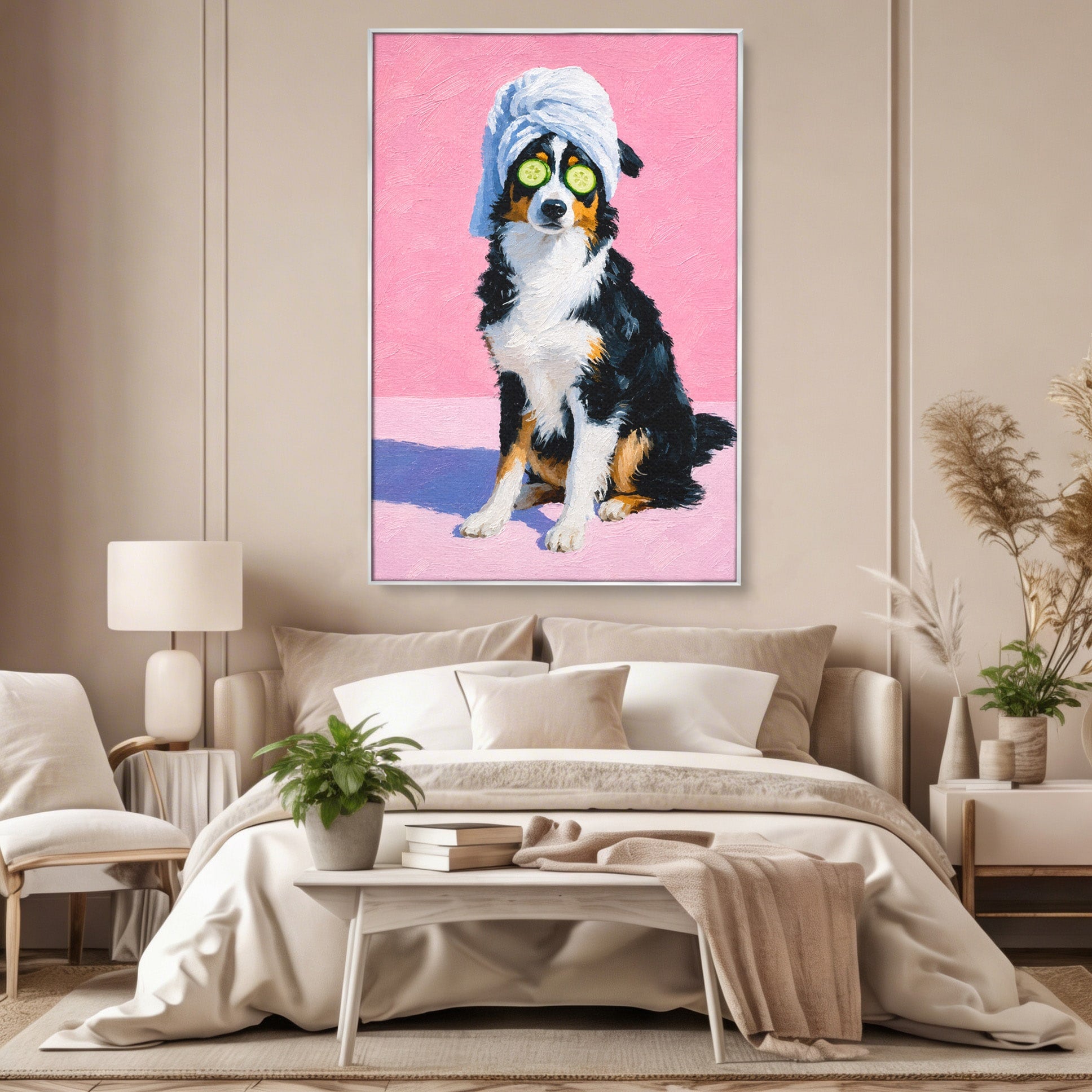 Tablou Canvas Premium LuxCanva® M1615, Pauză de Frumusețe, Caine, Relaxare, Amuzant, Portret, Living, Culori Vibrante