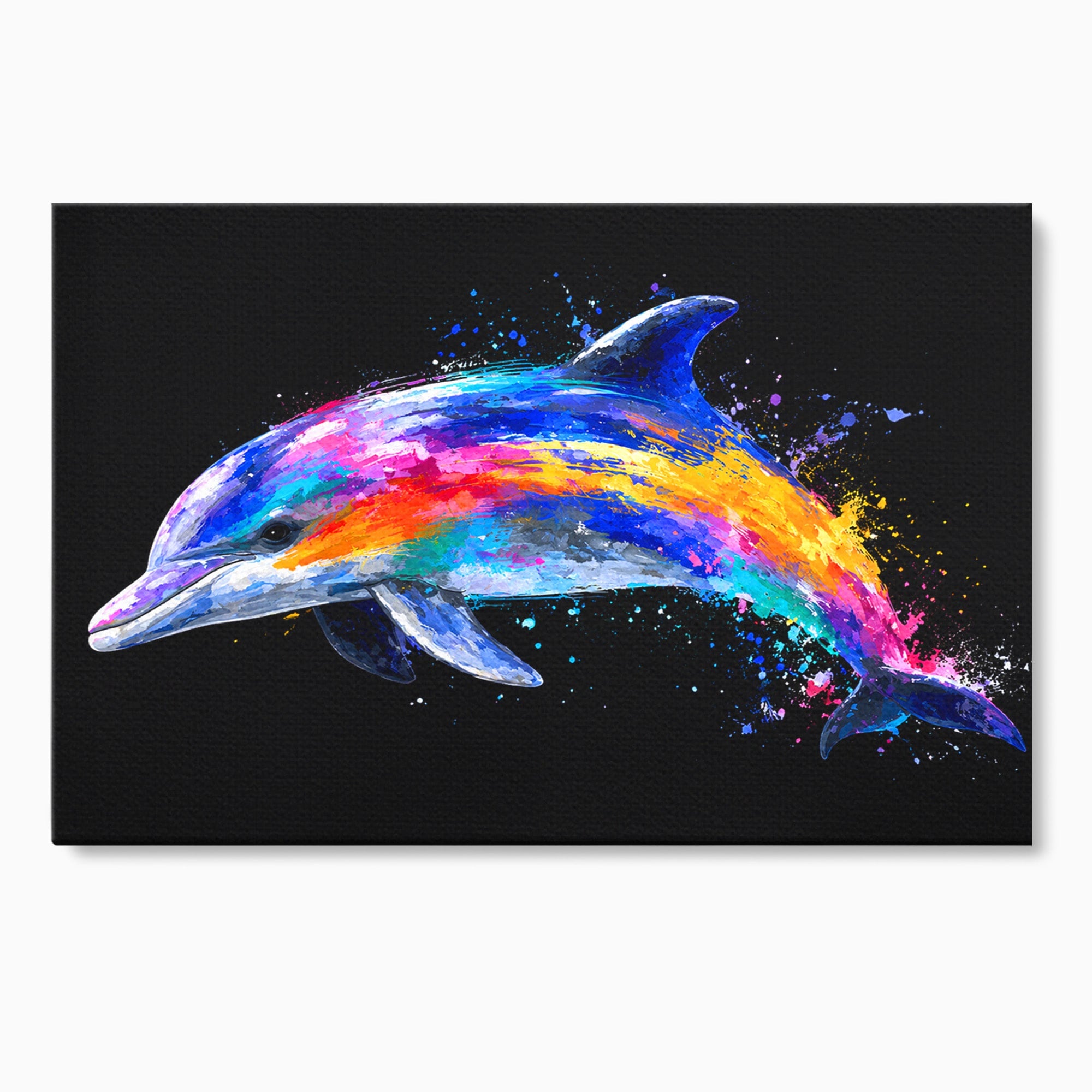 Tablou Canvas Premium LuxCanva® M1616, Delfinul Curcubeu, Delfin, Curcubeu, Ocean, Arta Abstracta, Living, Culori Vibrante