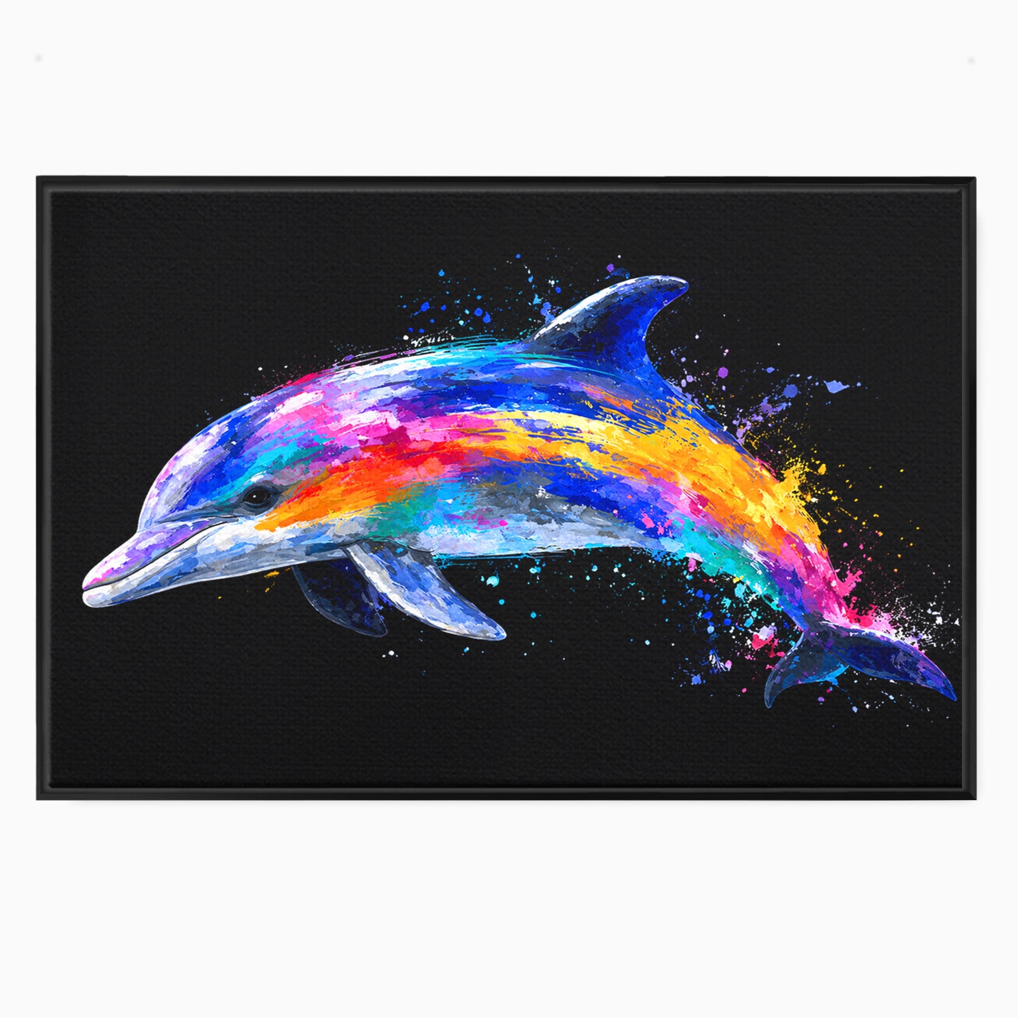 Tablou Canvas Premium LuxCanva® M1616, Delfinul Curcubeu, Delfin, Curcubeu, Ocean, Arta Abstracta, Living, Culori Vibrante