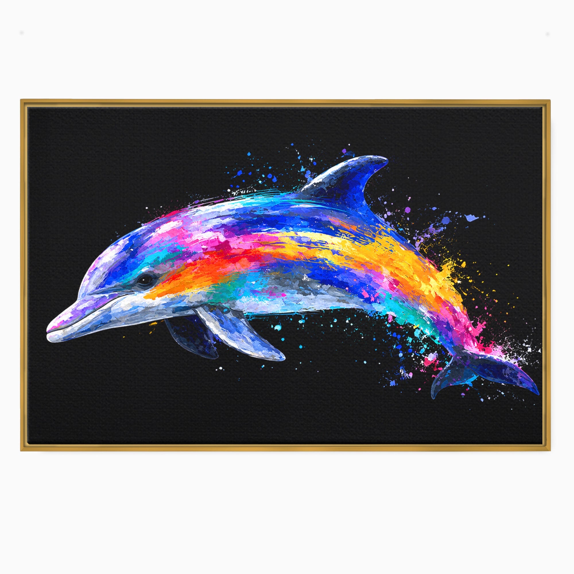 Tablou Canvas Premium LuxCanva® M1616, Delfinul Curcubeu, Delfin, Curcubeu, Ocean, Arta Abstracta, Living, Culori Vibrante