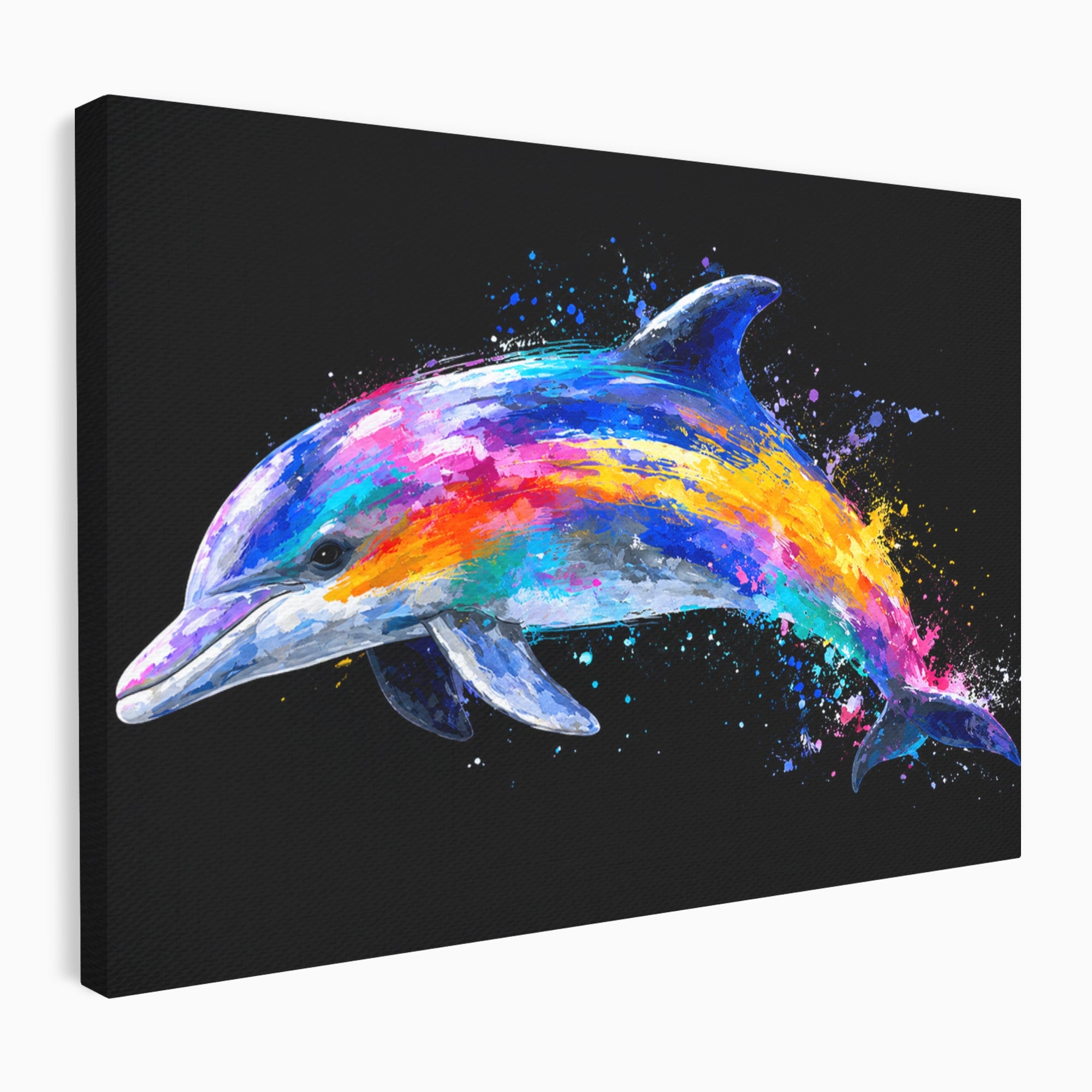 Tablou Canvas Premium LuxCanva® M1616, Delfinul Curcubeu, Delfin, Curcubeu, Ocean, Arta Abstracta, Living, Culori Vibrante