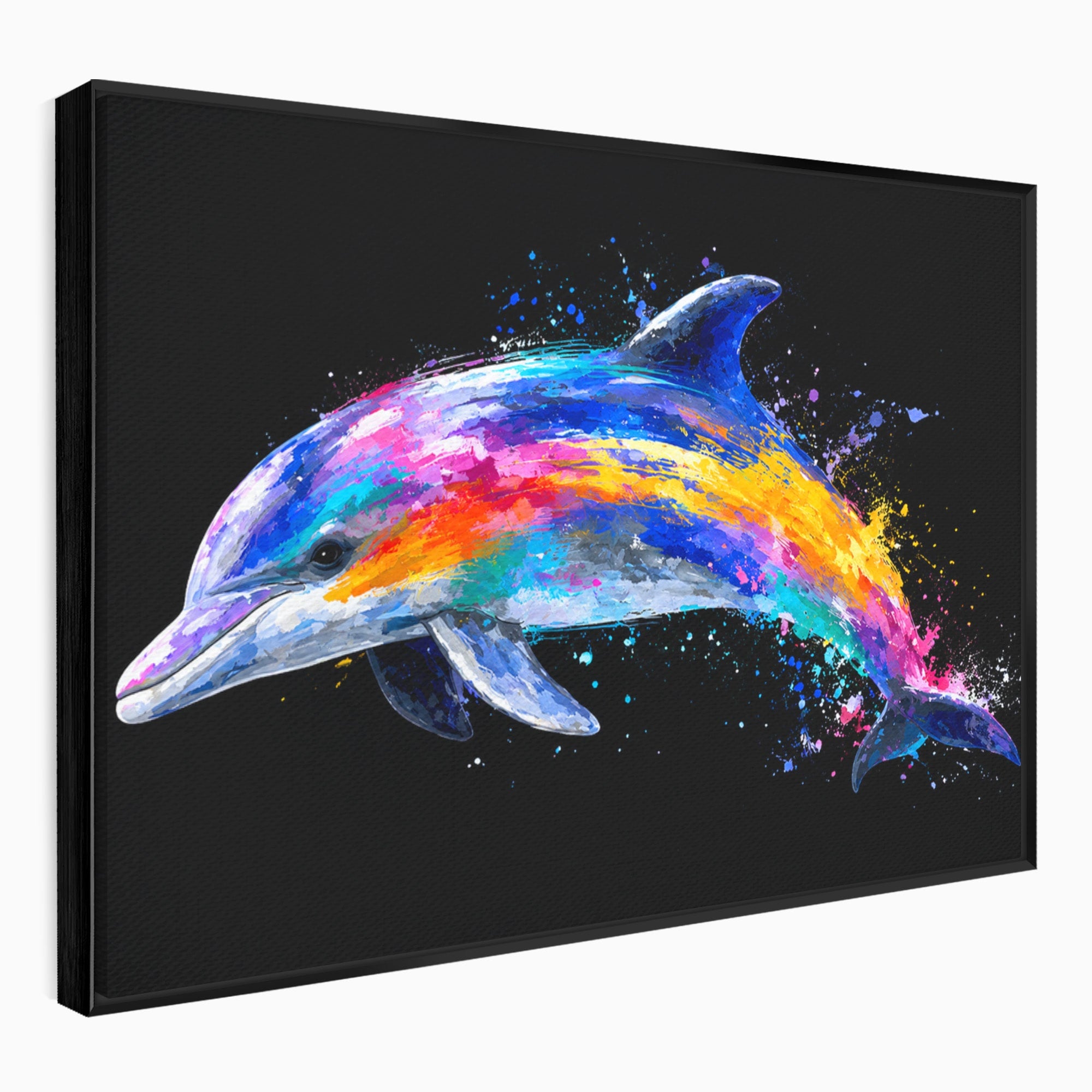 Tablou Canvas Premium LuxCanva® M1616, Delfinul Curcubeu, Delfin, Curcubeu, Ocean, Arta Abstracta, Living, Culori Vibrante