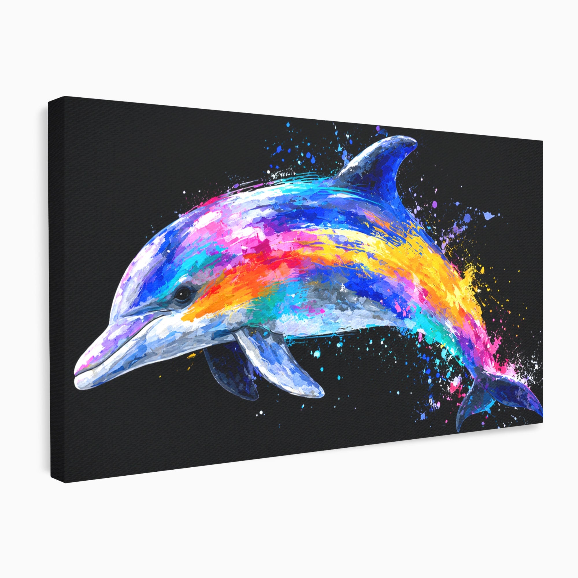 Tablou Canvas Premium LuxCanva® M1616, Delfinul Curcubeu, Delfin, Curcubeu, Ocean, Arta Abstracta, Living, Culori Vibrante