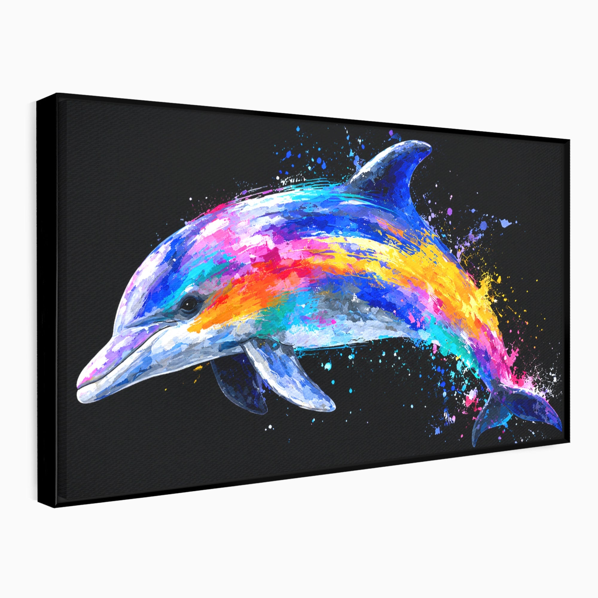 Tablou Canvas Premium LuxCanva® M1616, Delfinul Curcubeu, Delfin, Curcubeu, Ocean, Arta Abstracta, Living, Culori Vibrante