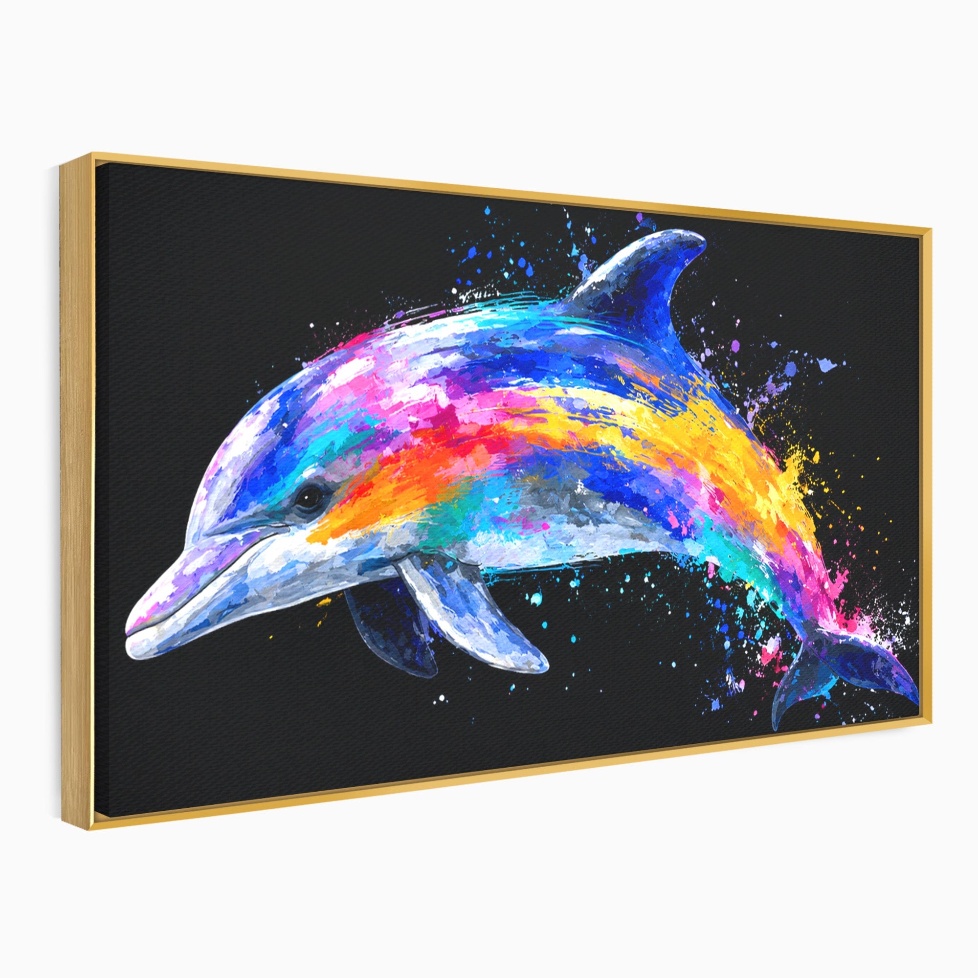 Tablou Canvas Premium LuxCanva® M1616, Delfinul Curcubeu, Delfin, Curcubeu, Ocean, Arta Abstracta, Living, Culori Vibrante
