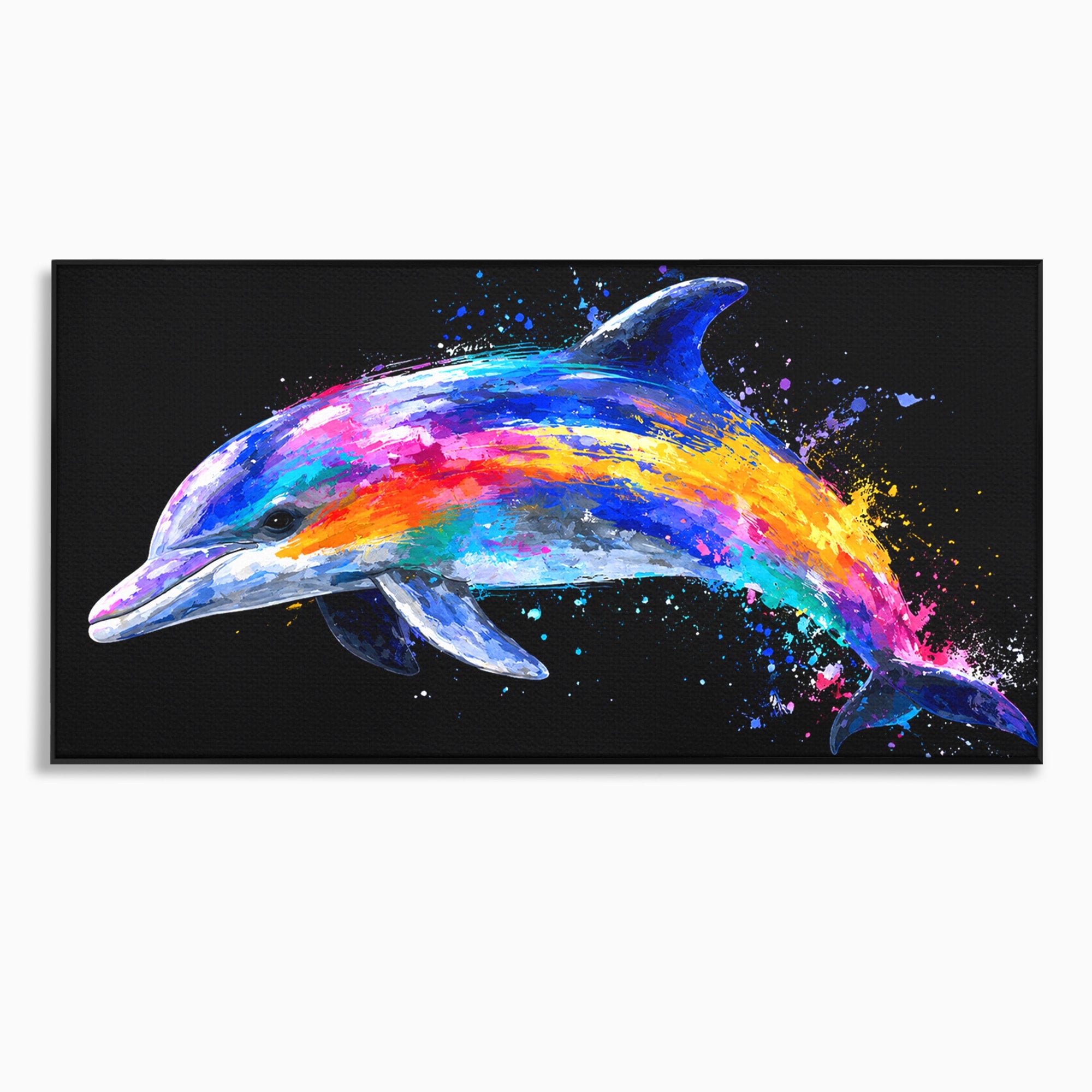 Tablou Canvas Premium LuxCanva® M1616, Delfinul Curcubeu, Delfin, Curcubeu, Ocean, Arta Abstracta, Living, Culori Vibrante