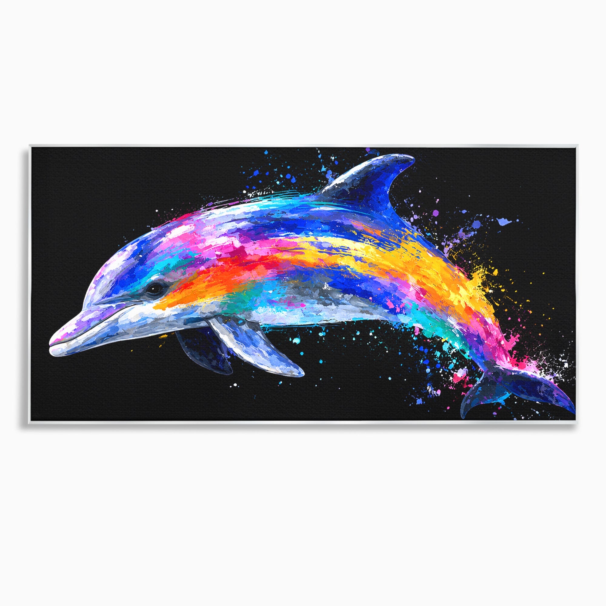 Tablou Canvas Premium LuxCanva® M1616, Delfinul Curcubeu, Delfin, Curcubeu, Ocean, Arta Abstracta, Living, Culori Vibrante