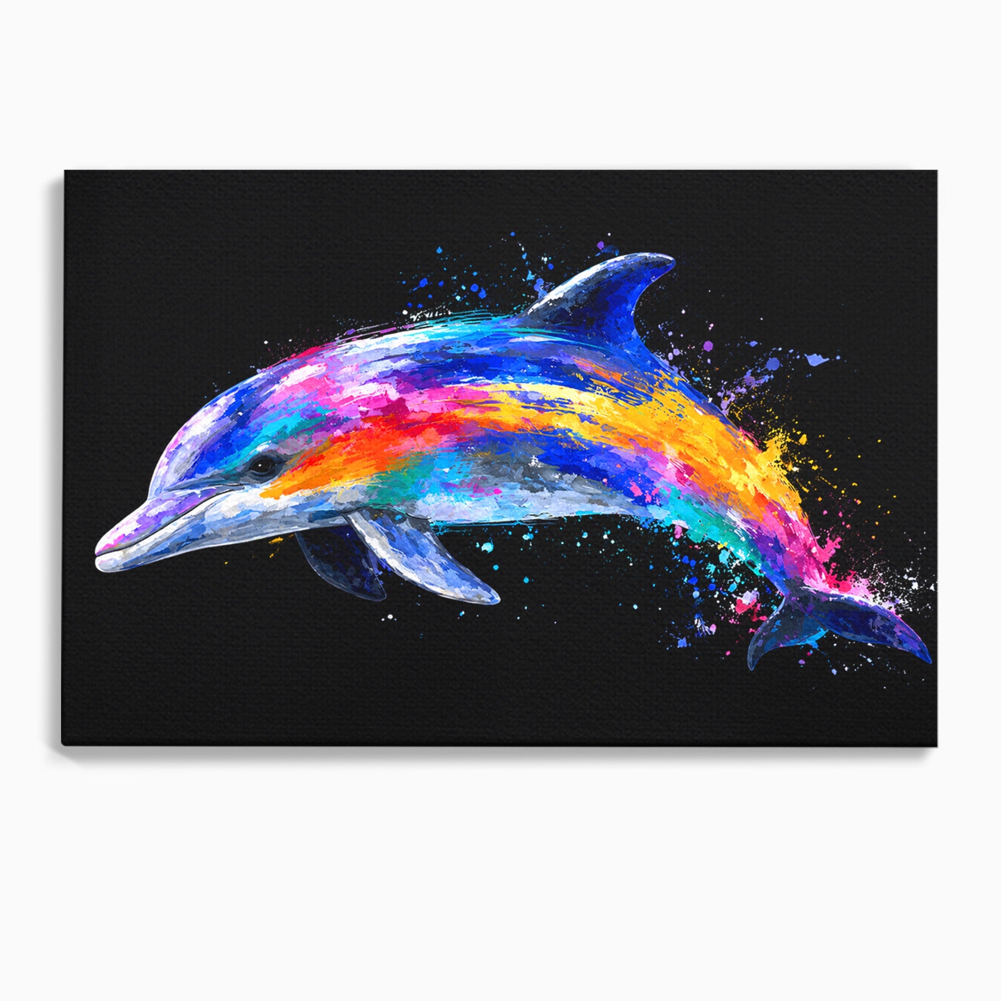 Tablou Canvas Premium LuxCanva® M1616, Delfinul Curcubeu, Delfin, Curcubeu, Ocean, Arta Abstracta, Living, Culori Vibrante