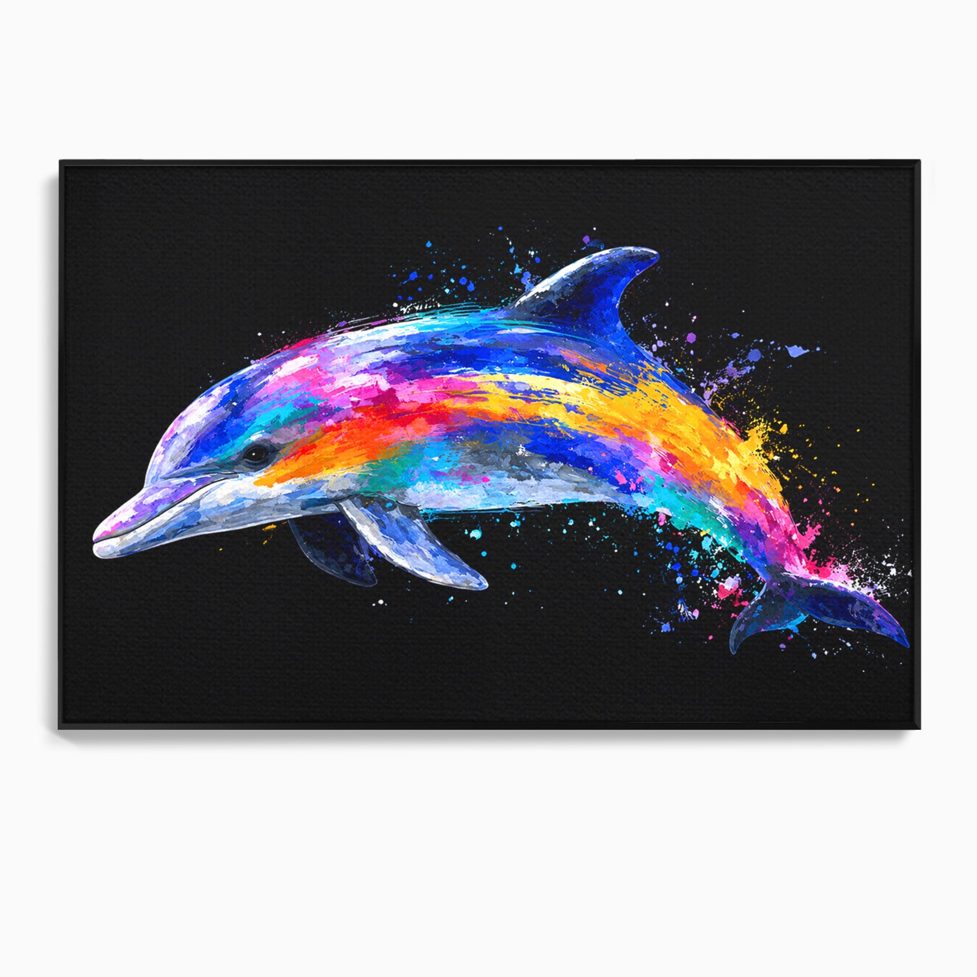 Tablou Canvas Premium LuxCanva® M1616, Delfinul Curcubeu, Delfin, Curcubeu, Ocean, Arta Abstracta, Living, Culori Vibrante