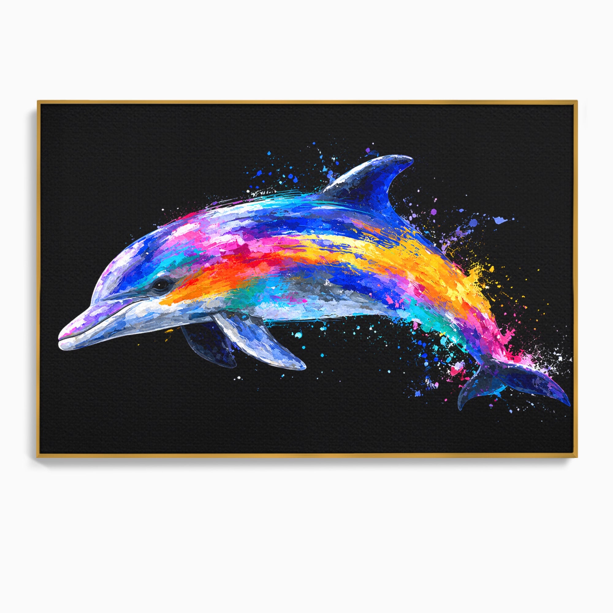 Tablou Canvas Premium LuxCanva® M1616, Delfinul Curcubeu, Delfin, Curcubeu, Ocean, Arta Abstracta, Living, Culori Vibrante