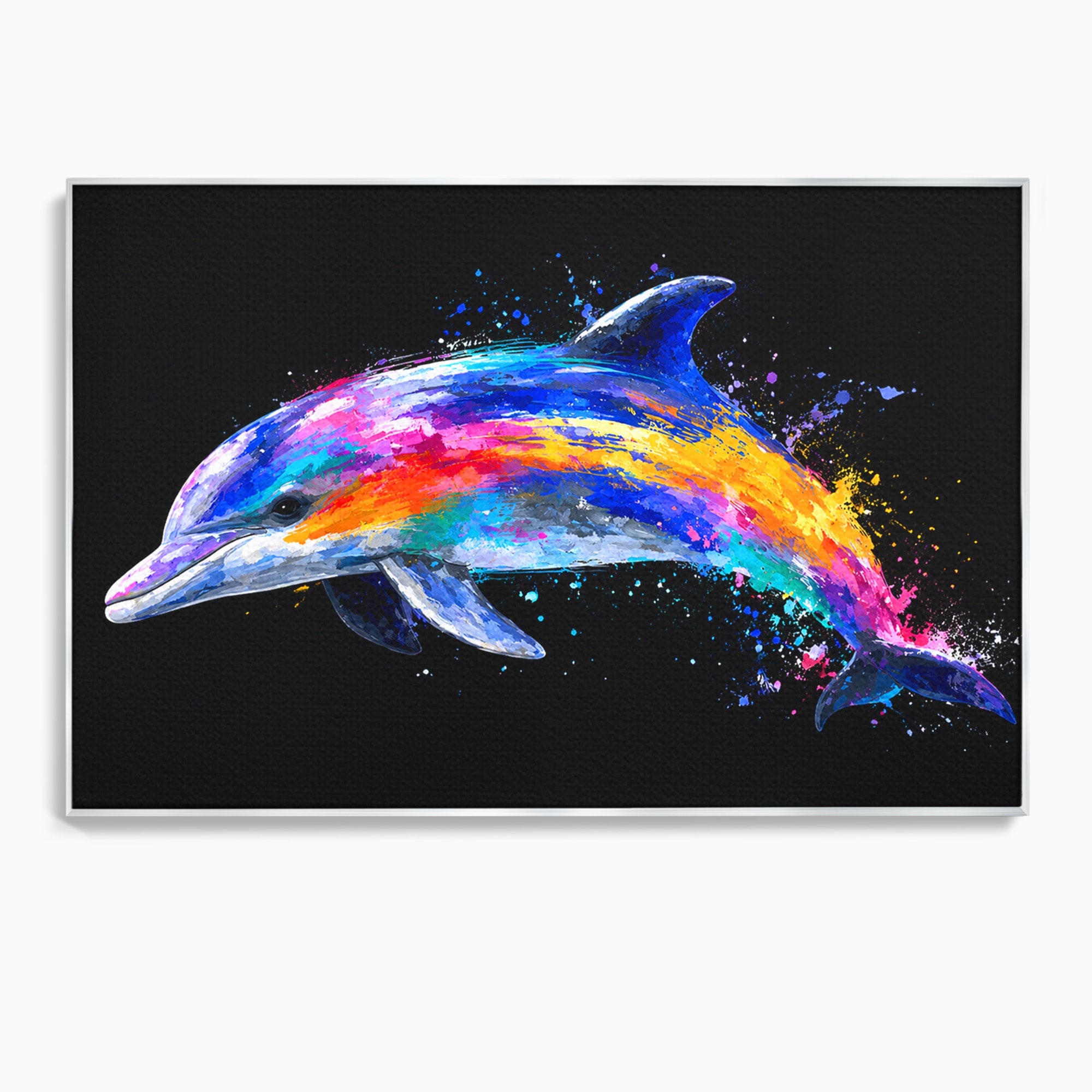 Tablou Canvas Premium LuxCanva® M1616, Delfinul Curcubeu, Delfin, Curcubeu, Ocean, Arta Abstracta, Living, Culori Vibrante