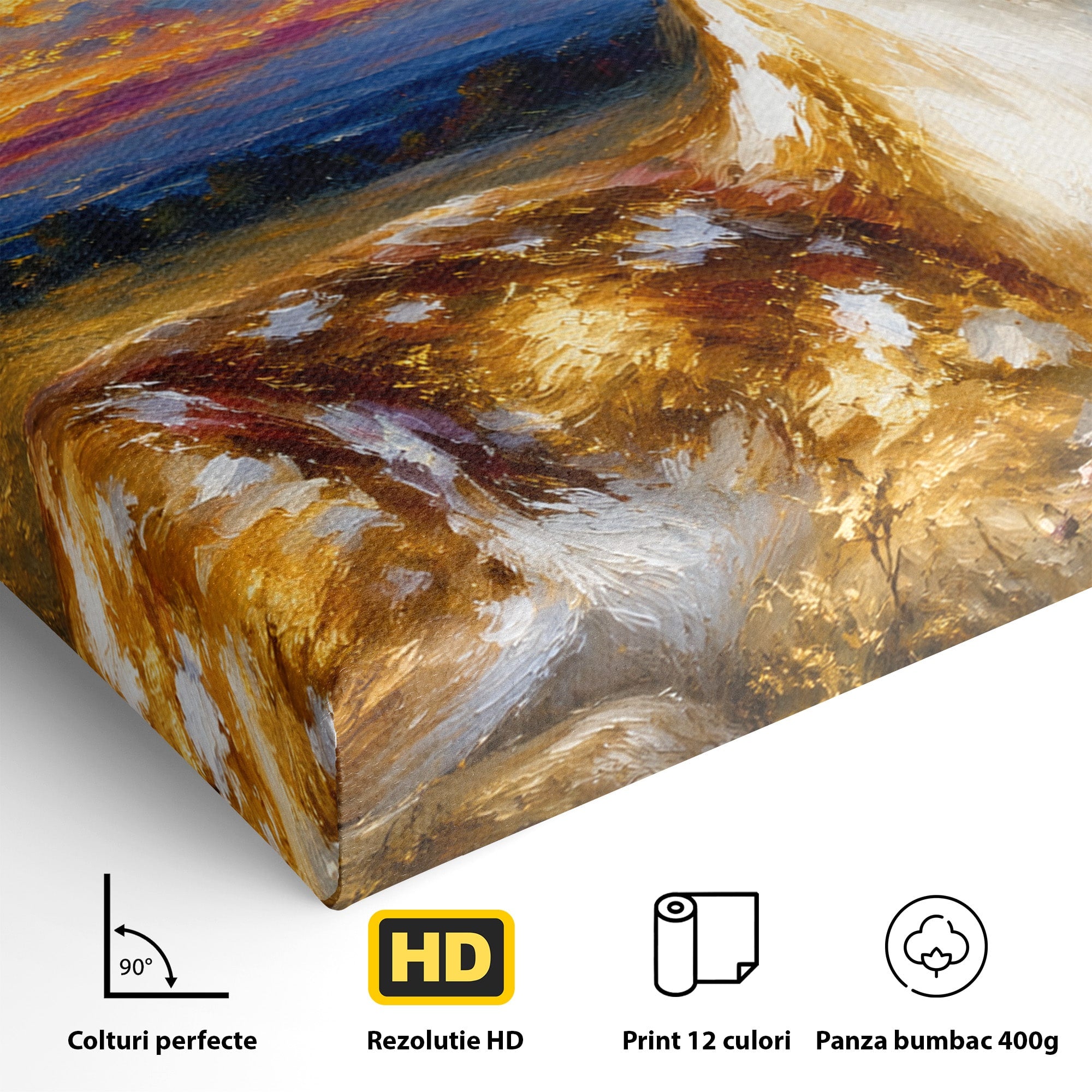 Tablou Canvas Premium LuxCanva® M1617, Caprioara La Apus, Caprioara, Apus, Natura, Peisaj, Living, Dormitor, Culori Vibrante