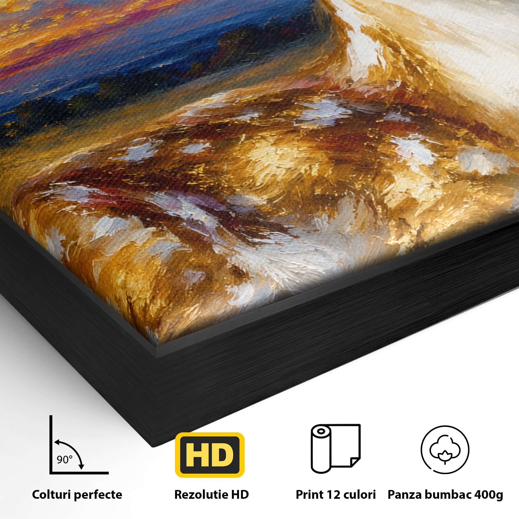 Tablou Canvas Premium LuxCanva® M1617, Caprioara La Apus, Caprioara, Apus, Natura, Peisaj, Living, Dormitor, Culori Vibrante