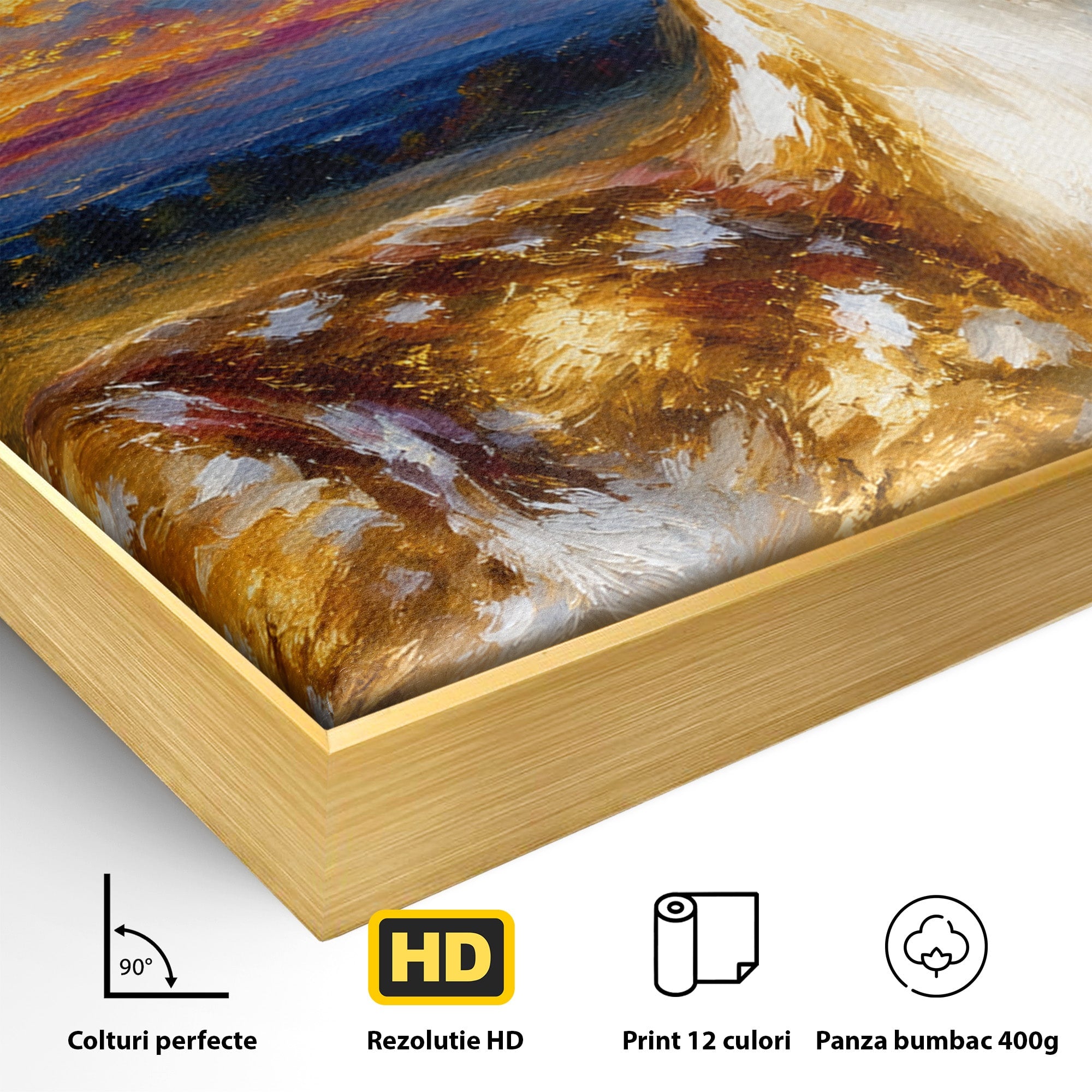 Tablou Canvas Premium LuxCanva® M1617, Caprioara La Apus, Caprioara, Apus, Natura, Peisaj, Living, Dormitor, Culori Vibrante