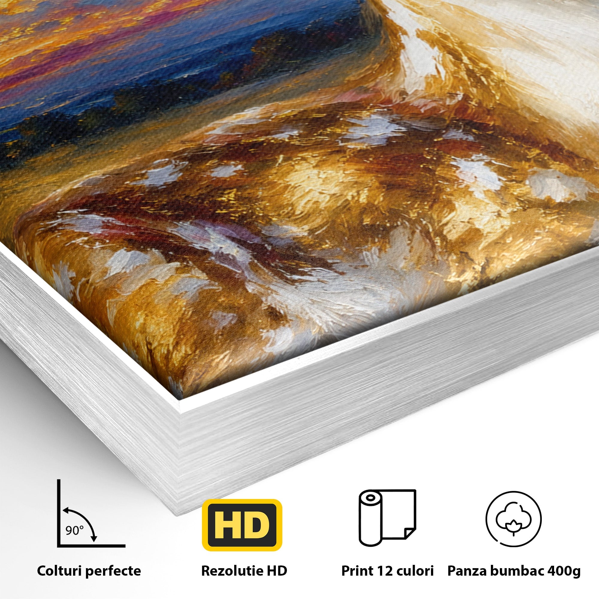 Tablou Canvas Premium LuxCanva® M1617, Caprioara La Apus, Caprioara, Apus, Natura, Peisaj, Living, Dormitor, Culori Vibrante