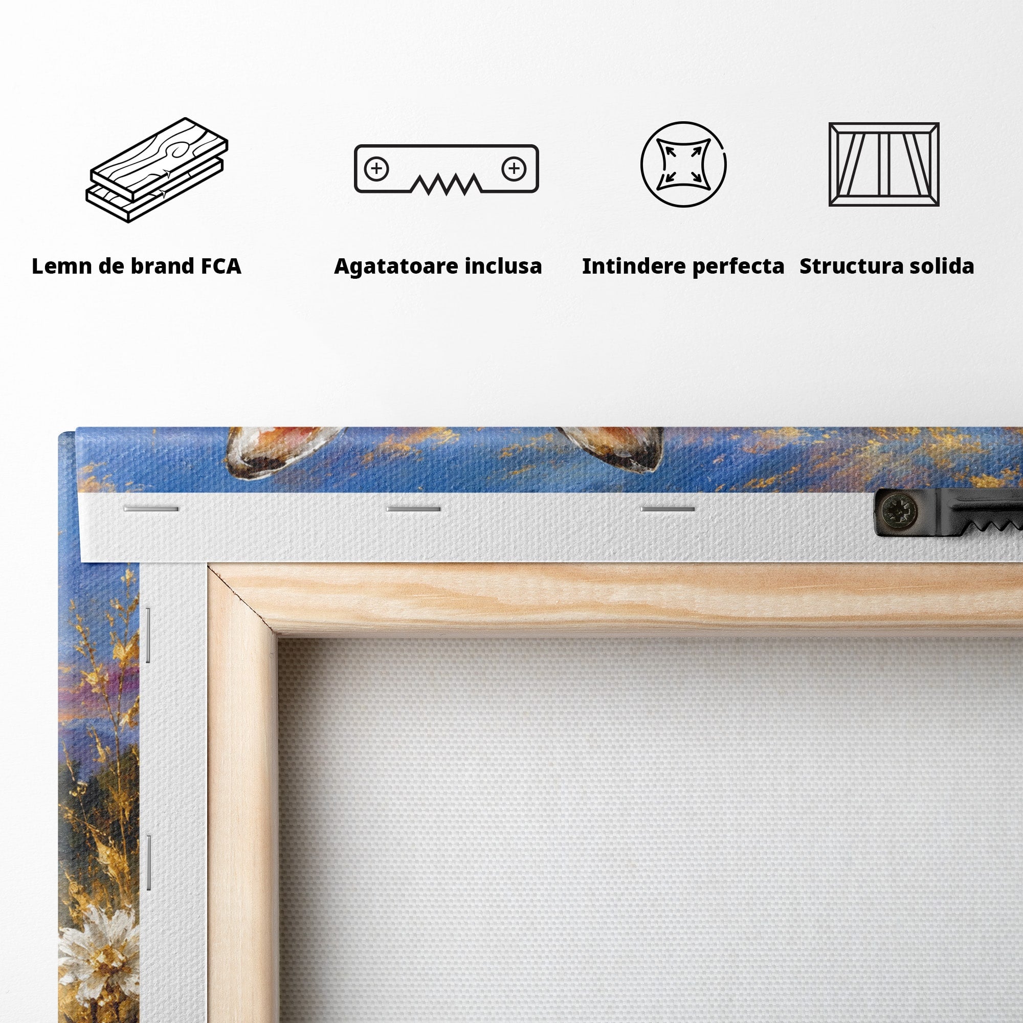 Tablou Canvas Premium LuxCanva® M1617, Caprioara La Apus, Caprioara, Apus, Natura, Peisaj, Living, Dormitor, Culori Vibrante