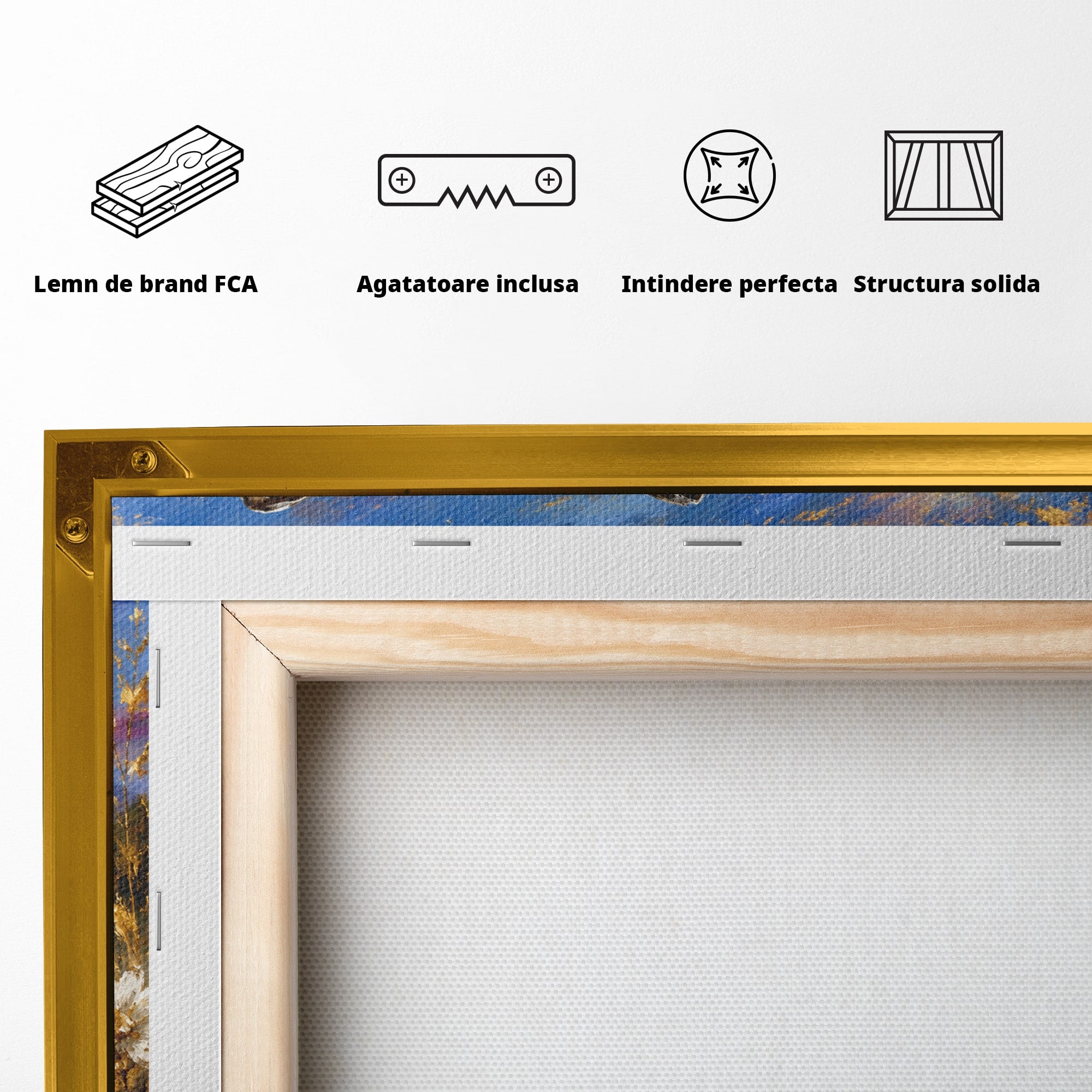 Tablou Canvas Premium LuxCanva® M1617, Caprioara La Apus, Caprioara, Apus, Natura, Peisaj, Living, Dormitor, Culori Vibrante