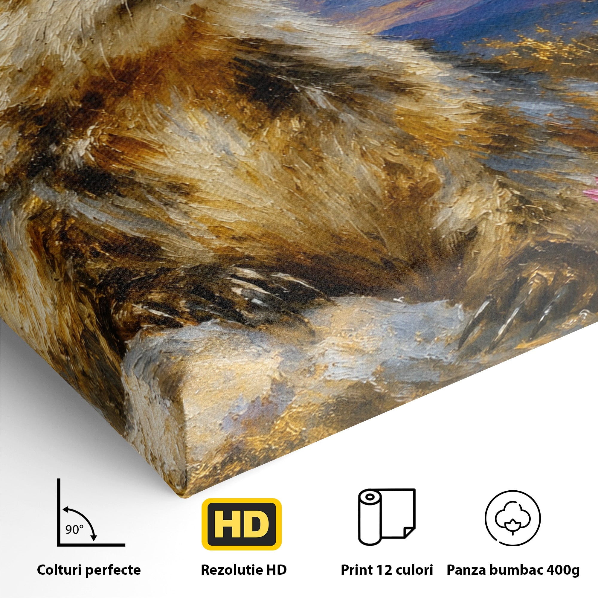 Tablou Canvas Premium LuxCanva® M1618, Marmota La Apus, Marmota, Apus, Natura, Peisaj, Living, Culori Vibrante