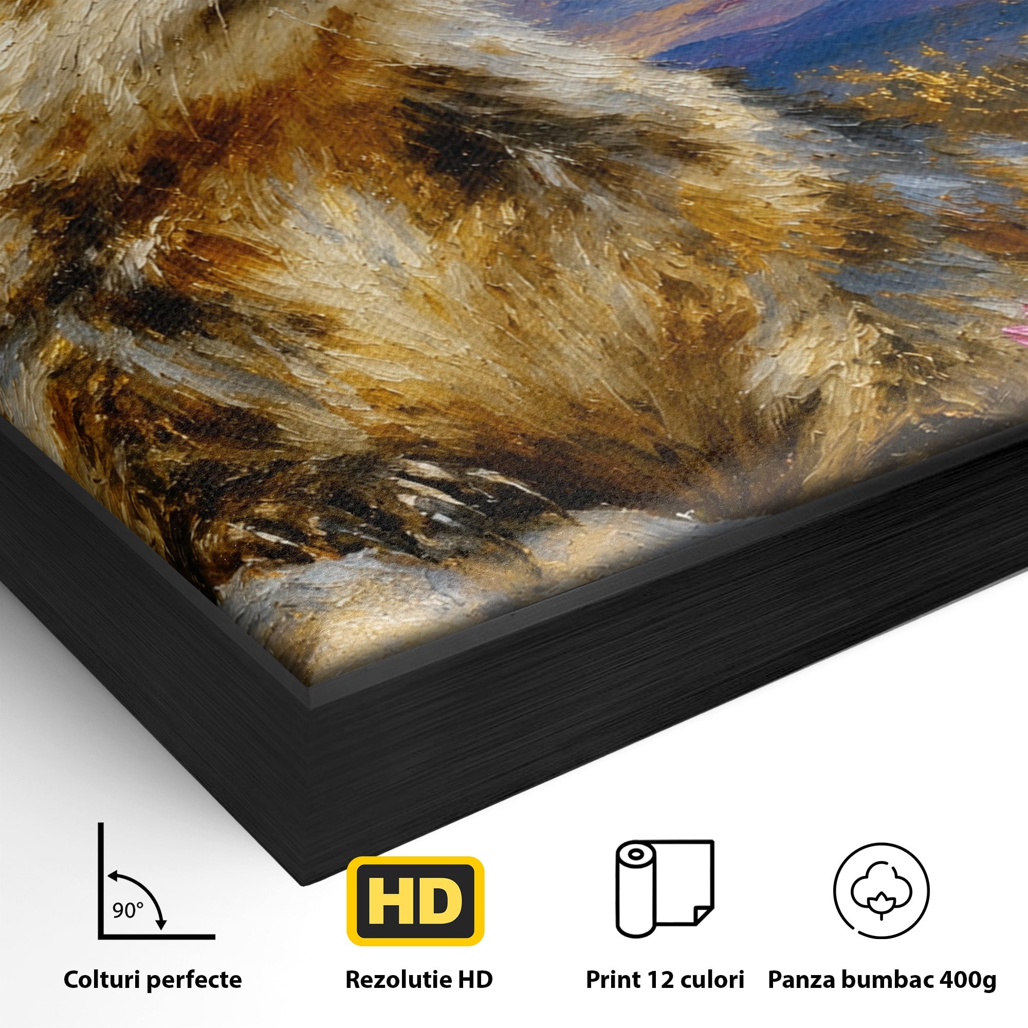 Tablou Canvas Premium LuxCanva® M1618, Marmota La Apus, Marmota, Apus, Natura, Peisaj, Living, Culori Vibrante