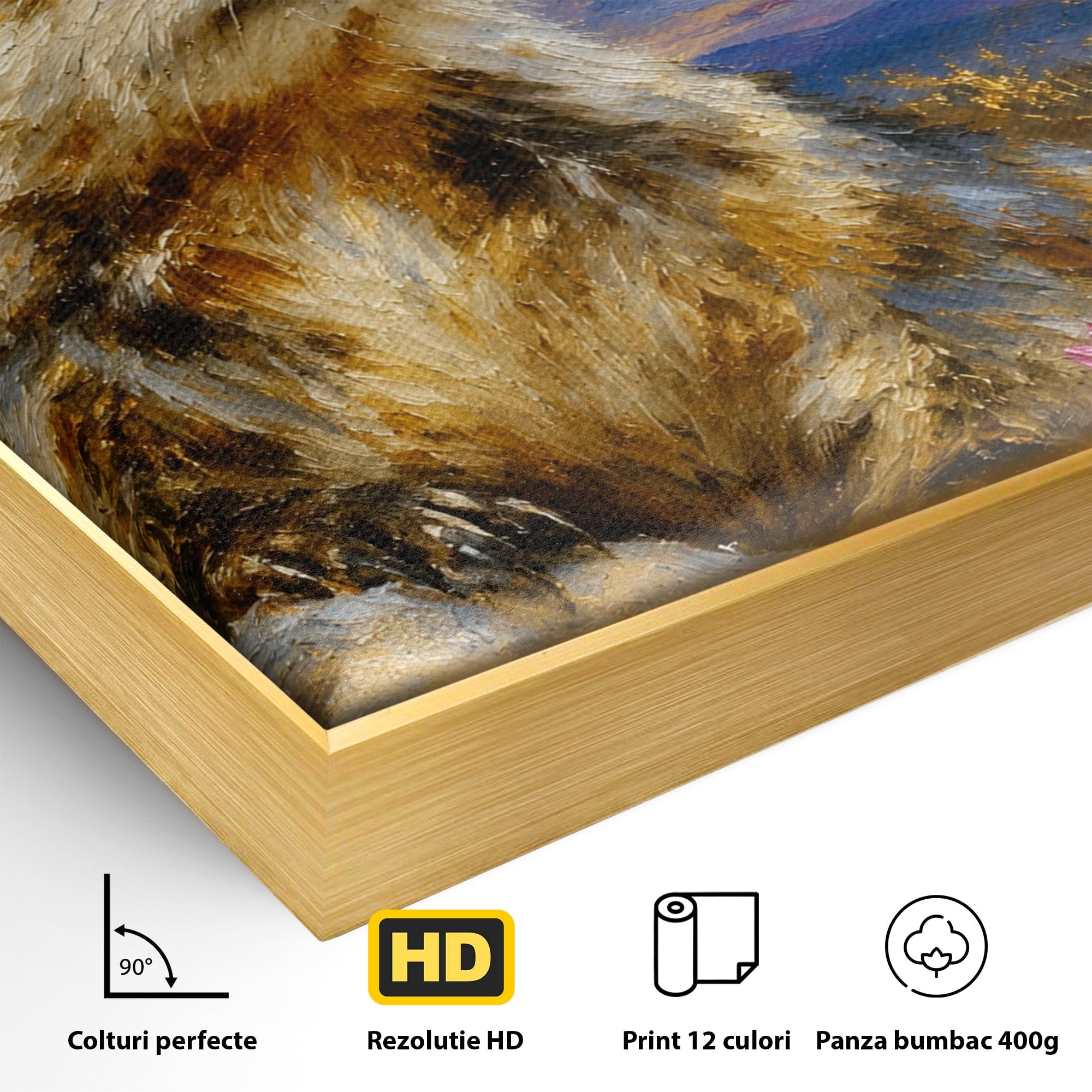 Tablou Canvas Premium LuxCanva® M1618, Marmota La Apus, Marmota, Apus, Natura, Peisaj, Living, Culori Vibrante