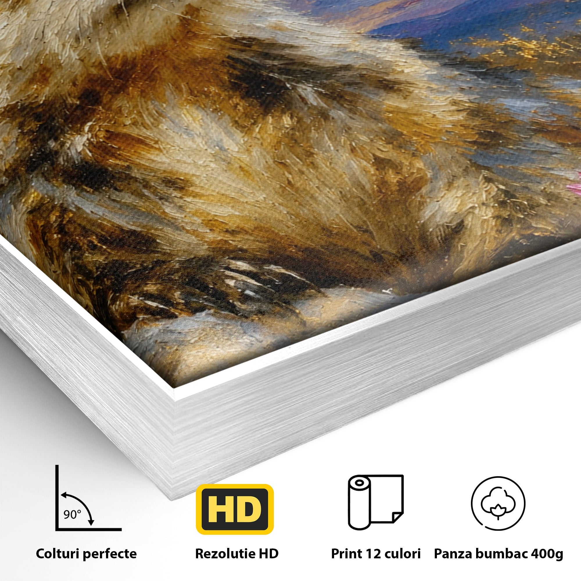 Tablou Canvas Premium LuxCanva® M1618, Marmota La Apus, Marmota, Apus, Natura, Peisaj, Living, Culori Vibrante