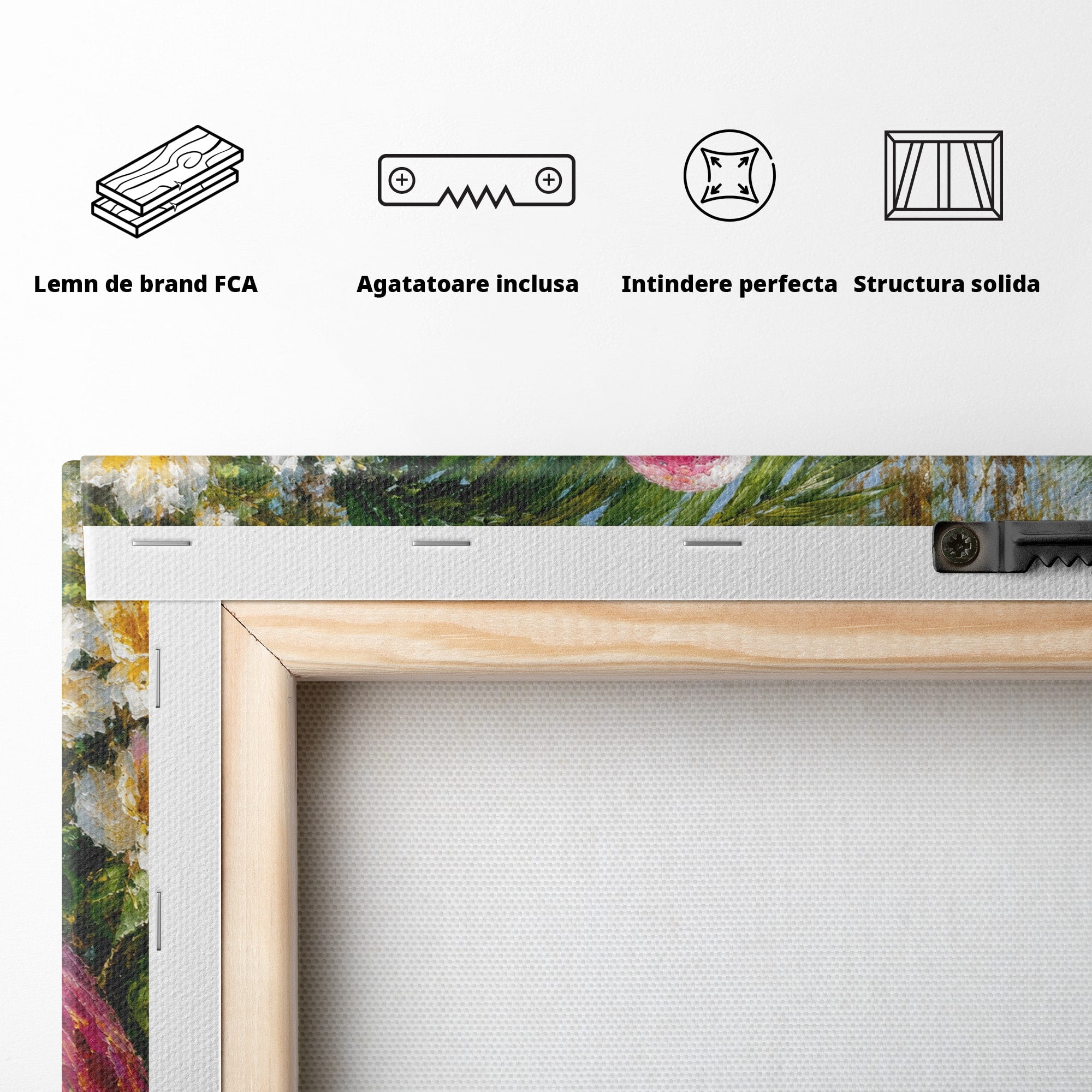 Tablou Canvas Premium LuxCanva® M1619, Flamingo Tropical, Flamingo, Tropical, Natura, Flori, Living, Culori Vibrante
