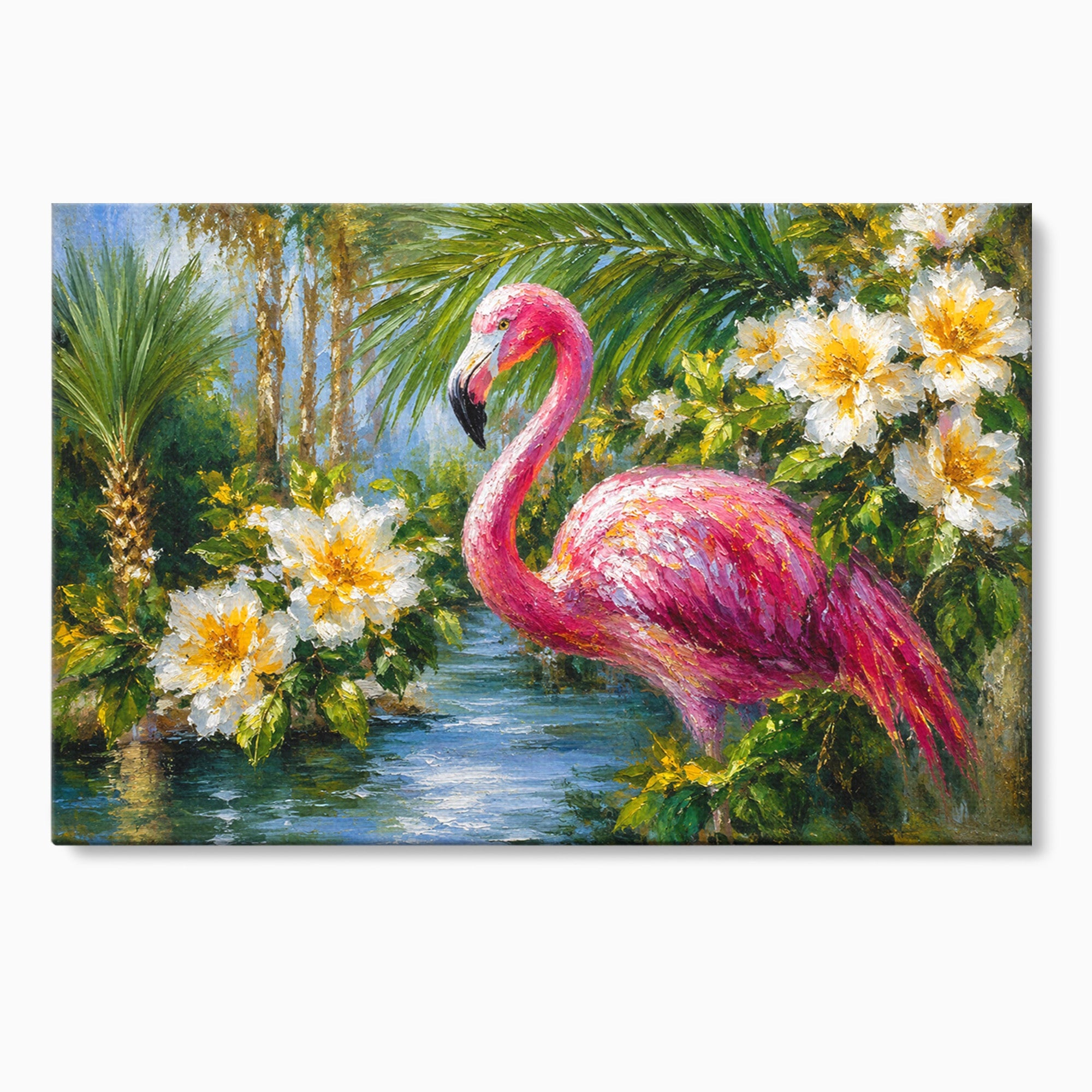 Tablou Canvas Premium LuxCanva® M1619, Flamingo Tropical, Flamingo, Tropical, Natura, Flori, Living, Culori Vibrante