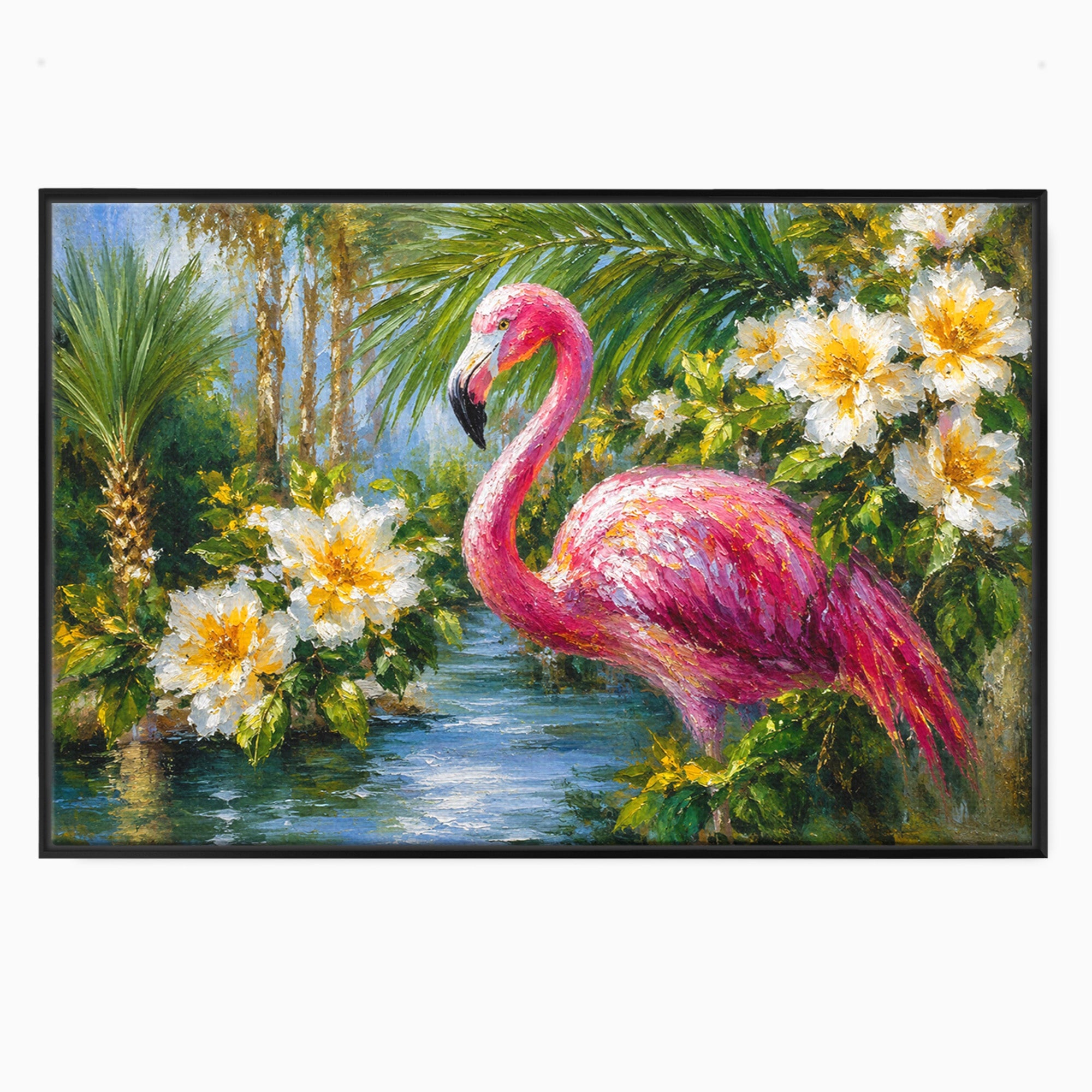 Tablou Canvas Premium LuxCanva® M1619, Flamingo Tropical, Flamingo, Tropical, Natura, Flori, Living, Culori Vibrante