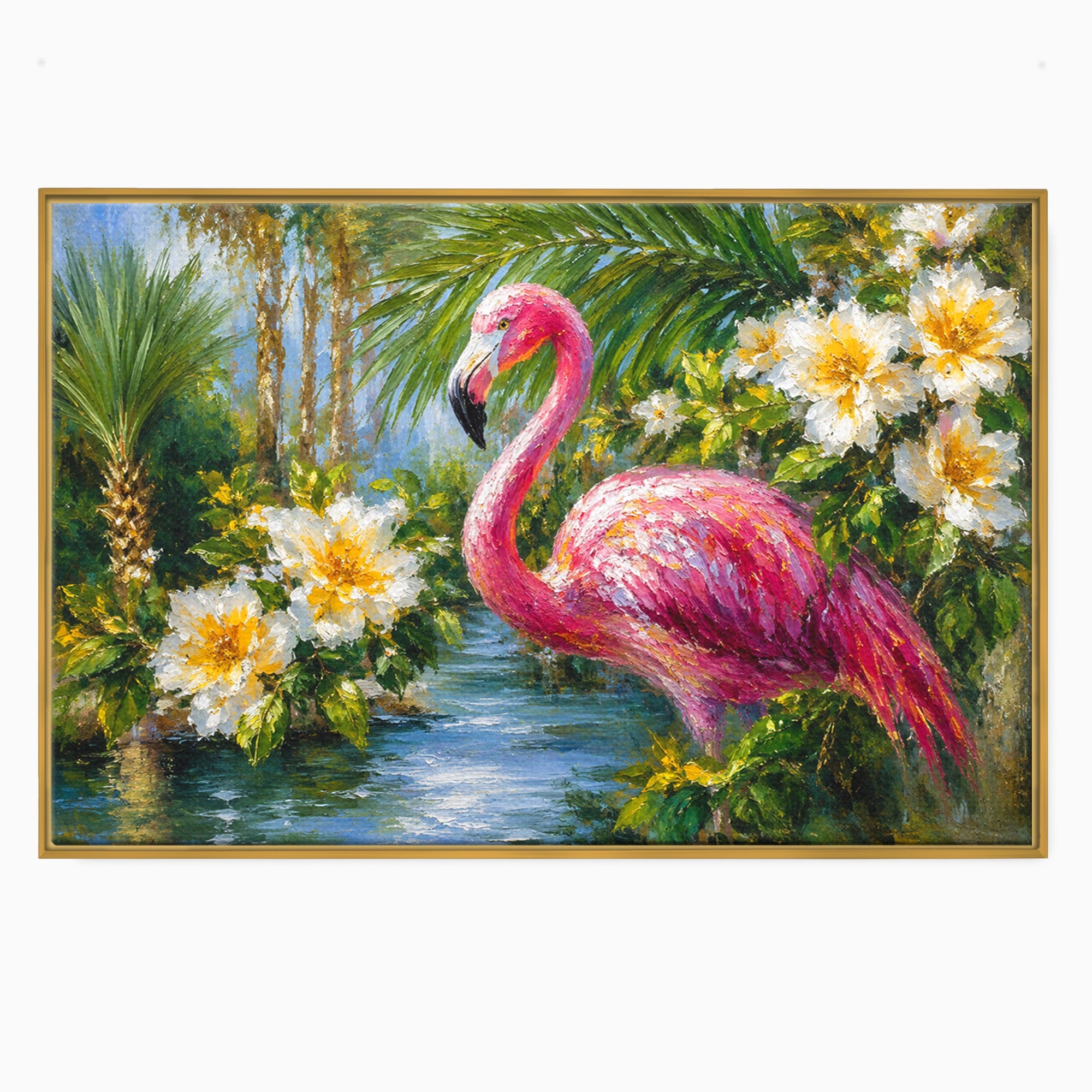 Tablou Canvas Premium LuxCanva® M1619, Flamingo Tropical, Flamingo, Tropical, Natura, Flori, Living, Culori Vibrante