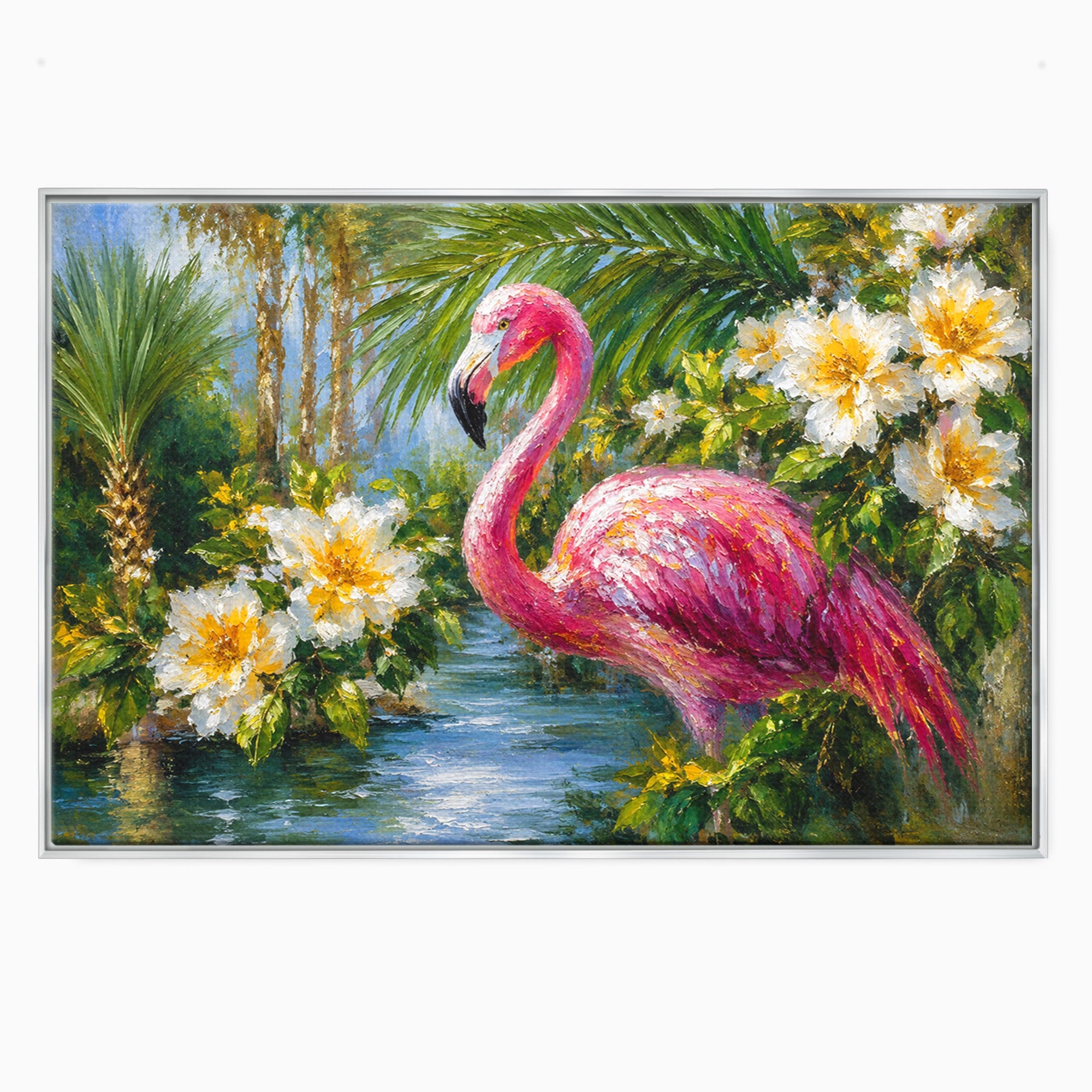 Tablou Canvas Premium LuxCanva® M1619, Flamingo Tropical, Flamingo, Tropical, Natura, Flori, Living, Culori Vibrante